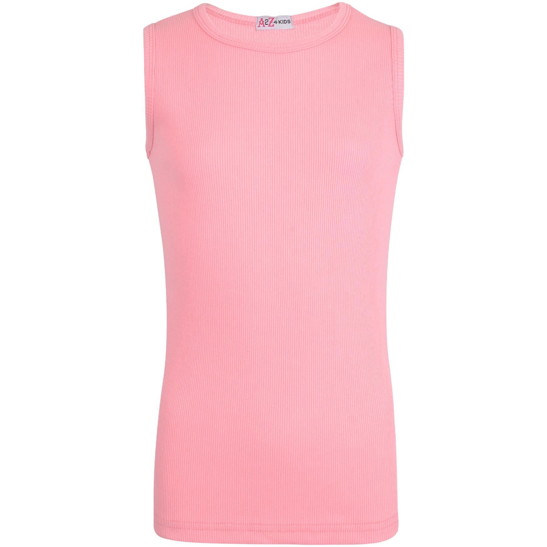 Kids Girls Boys Childrens Vest Top Tank Top Fitted 100% Rich Cotton 2-13 Years