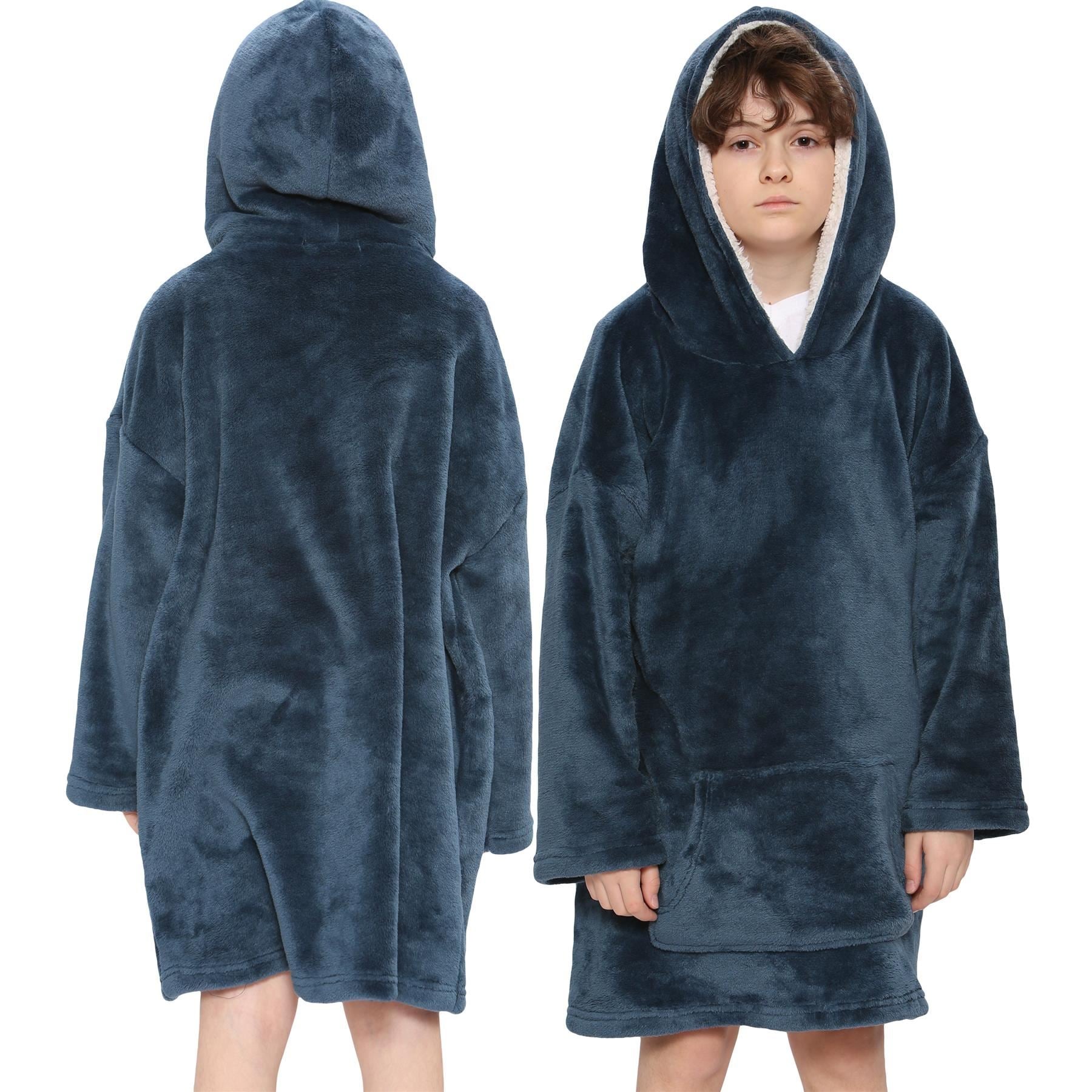 Kids Unisex Oversized Hoodie Navy Snuggle Blanket Super Soft Warm Fleece