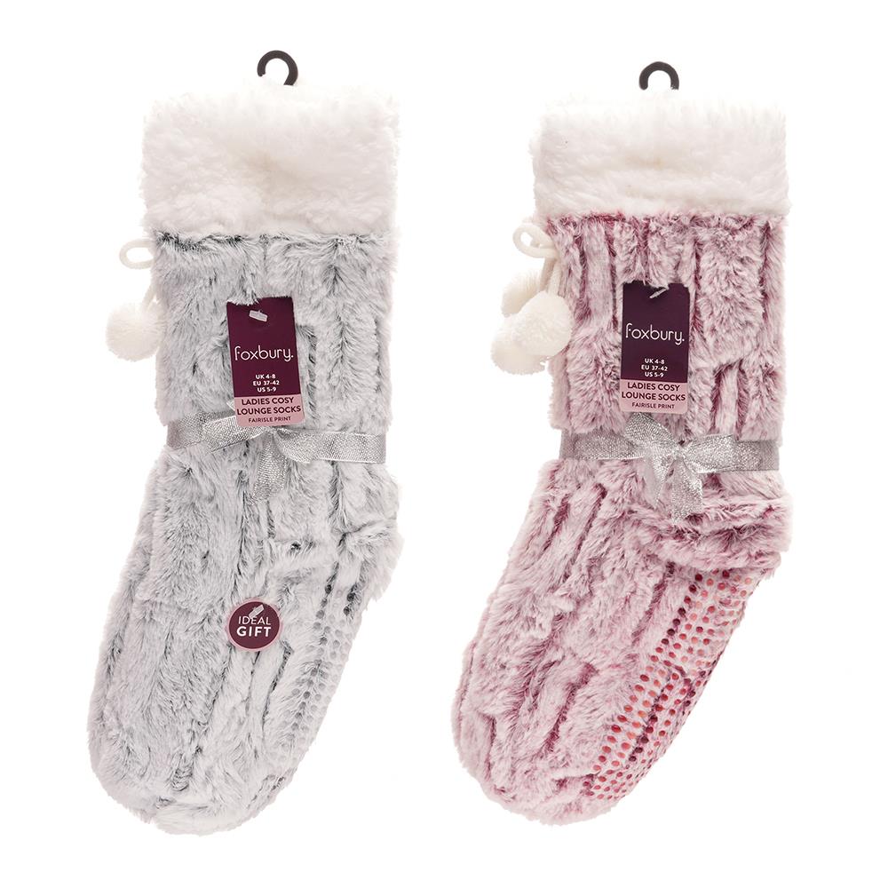 A2Z Ladies Furry Loung Socks Sherpa Lining Pompom Comfort Soft Fuzzy Socks