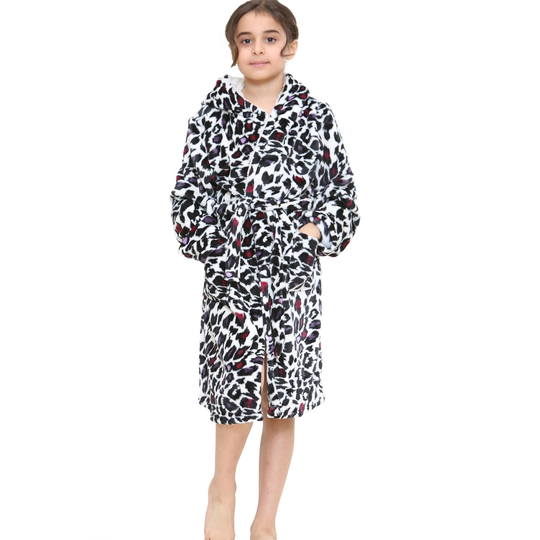 A2Z 4 Kids Soft Leopard Print Bathrobe Dressing Gown