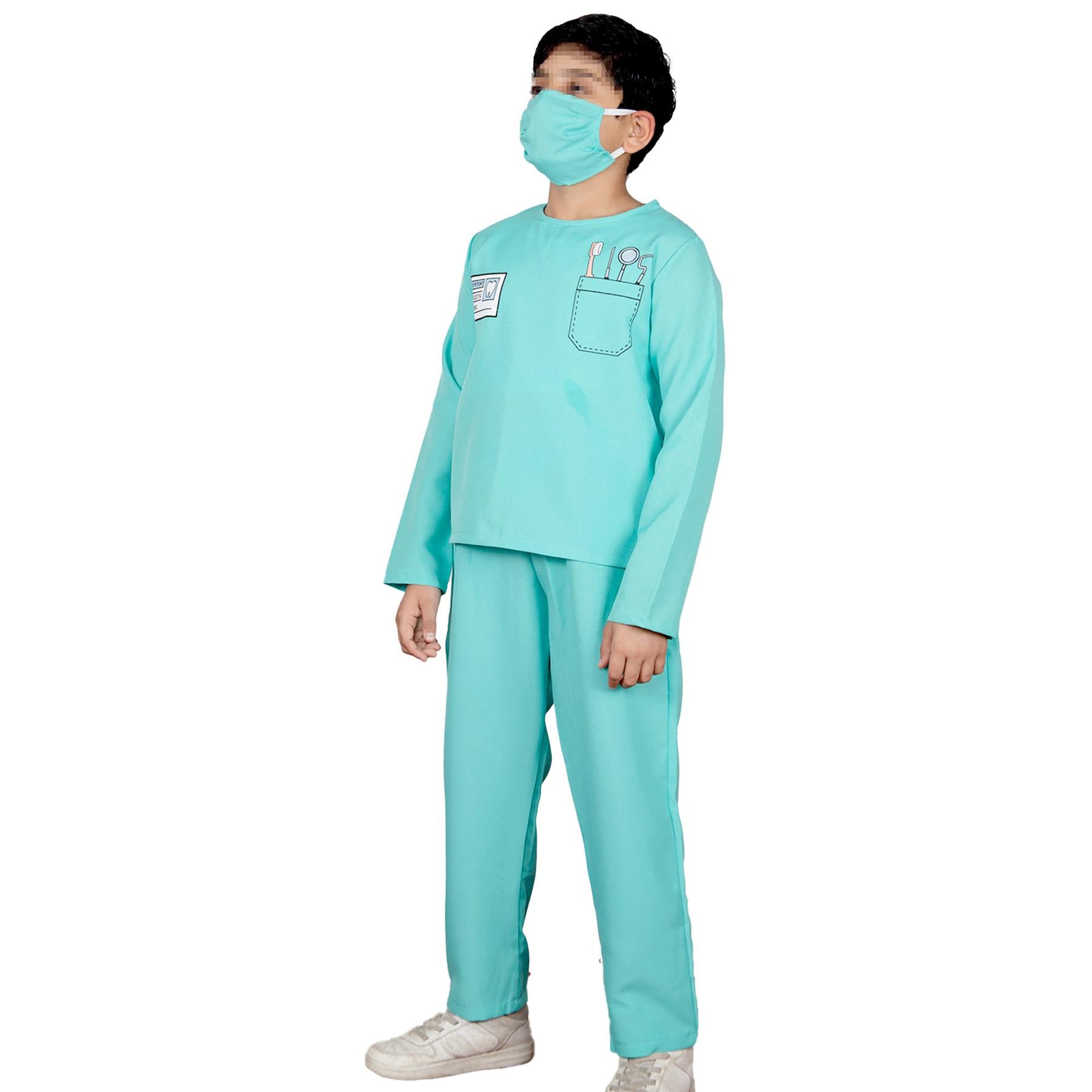 Kids Dentist Costume Dental Surgeon Role Play Halloween Dental Doctor Scrubs Set