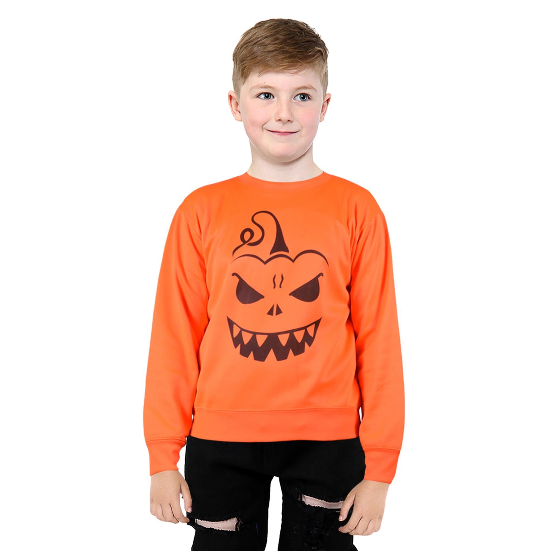 Kids Girls Boys Halloween Pumpkin Sweatshirt Long Sleeve Pullover Shirts 5-14