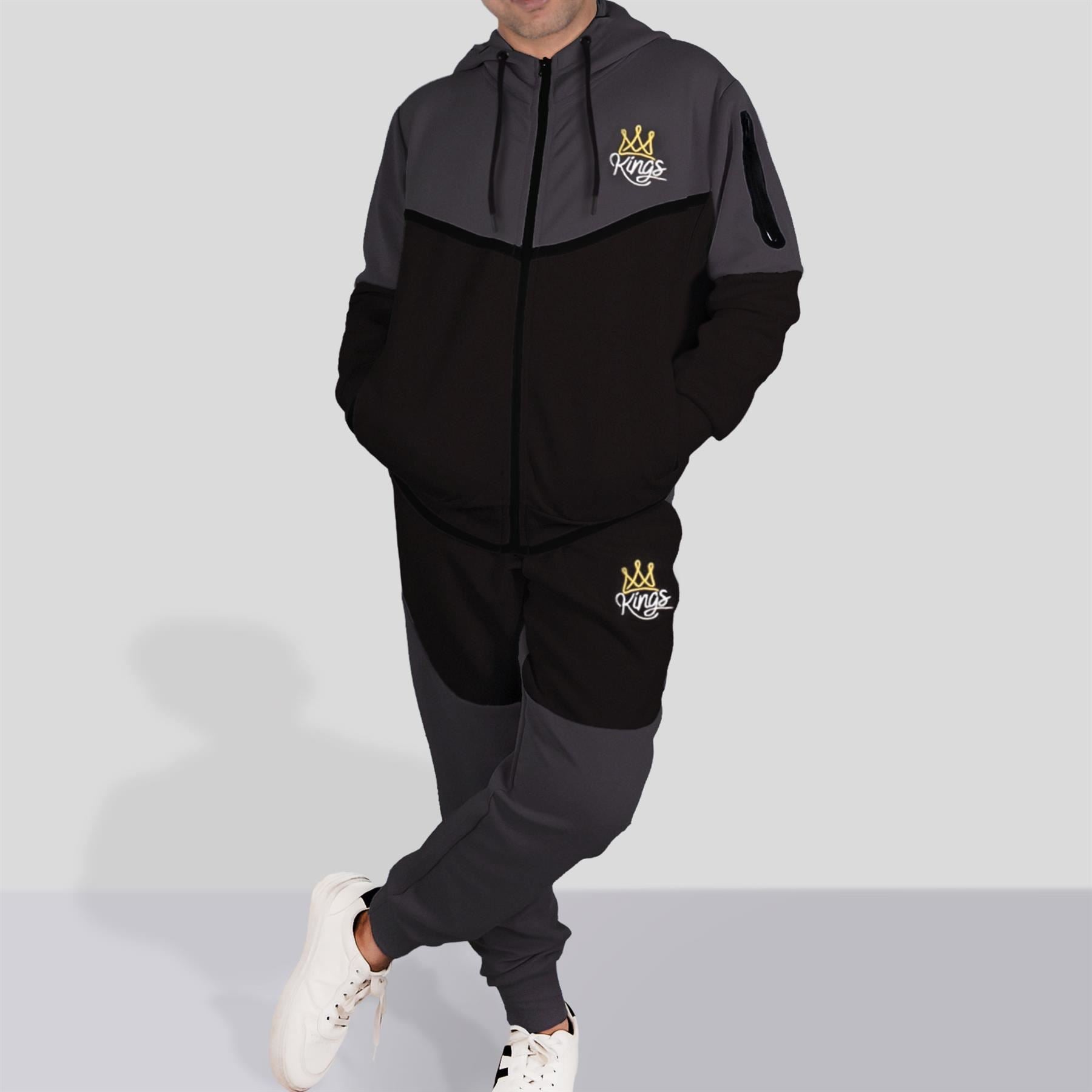 Mens Tracksuit Kings Embroidered Hoodie Bottom Jogging Suit Sportswear For Adult