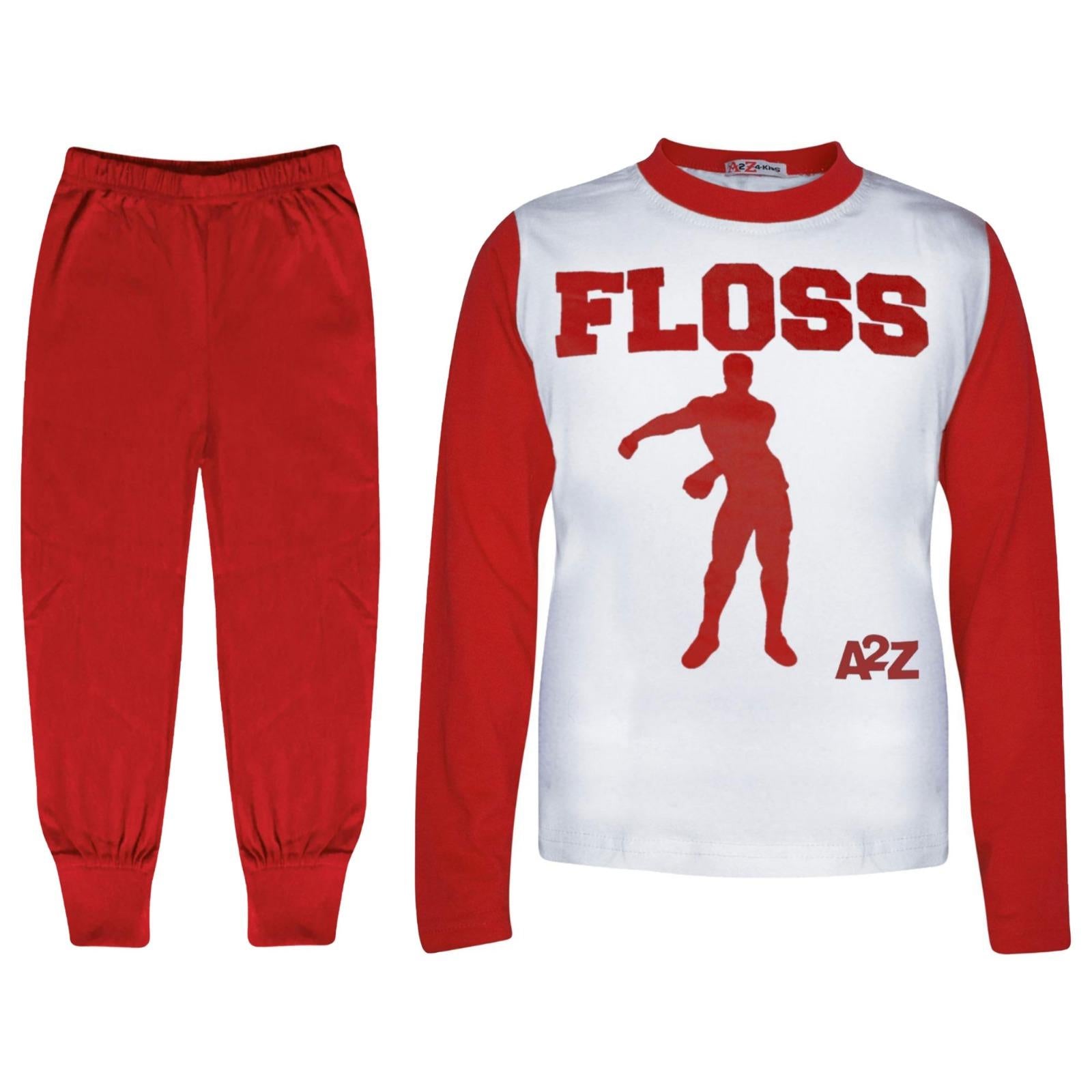 Kids Boys Girls Pyjamas Red Trendy Floss A2Z Print Xmas