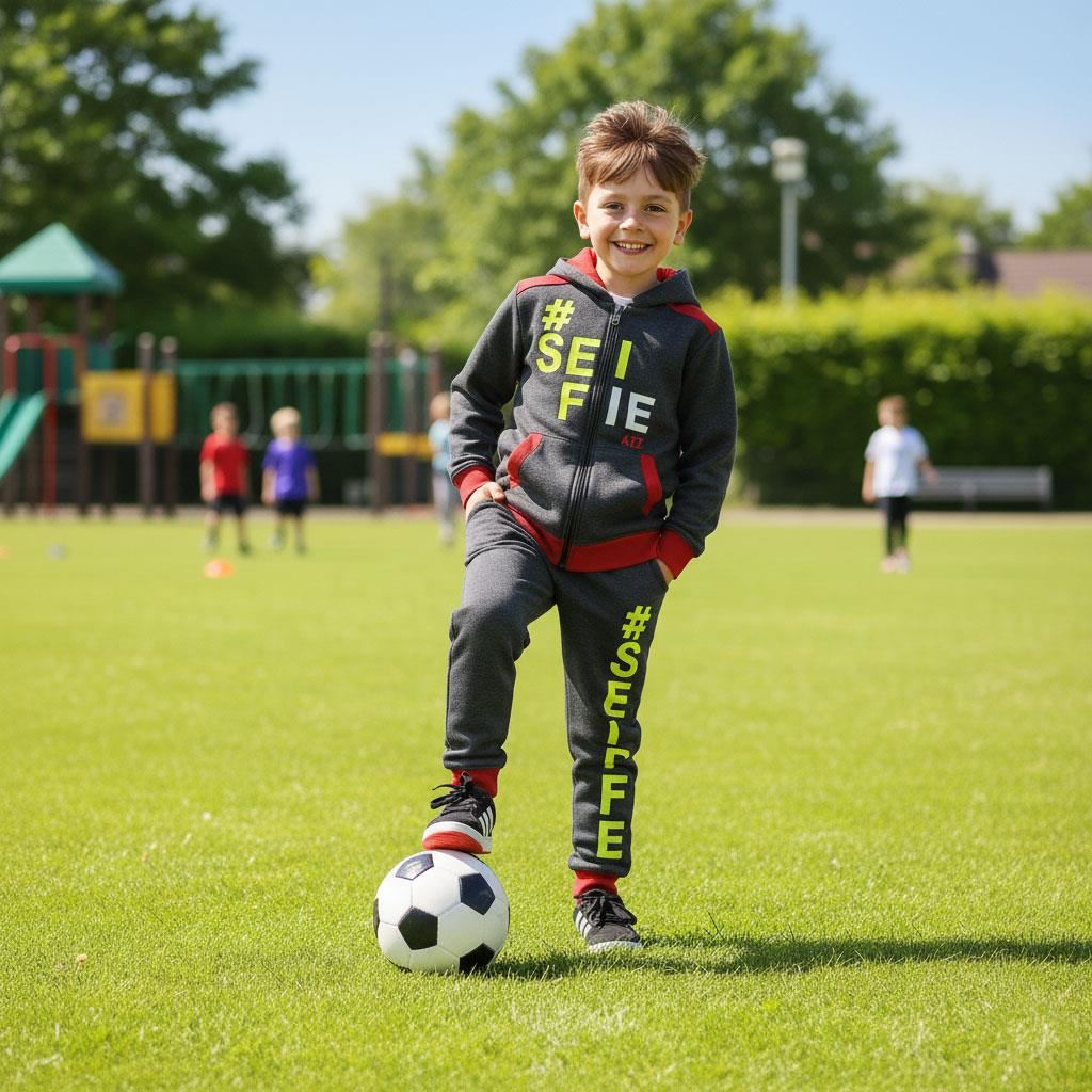 A2Z 4 Kids Girls Boys #SELFIE Tracksuit Hoodie & Joggers Outfit Set Top Bottom