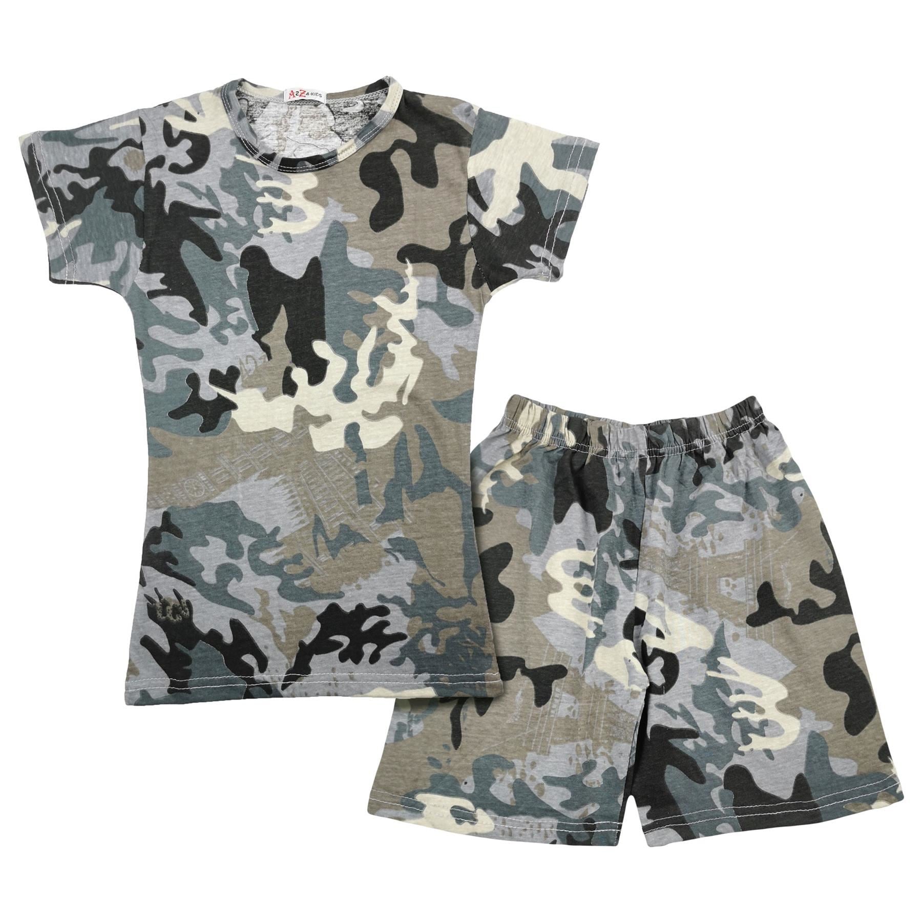 A2Z 4 Kids Girls T-shirt Top Shorts Set Camouflage 100% Cotton Short 2 Piece Set