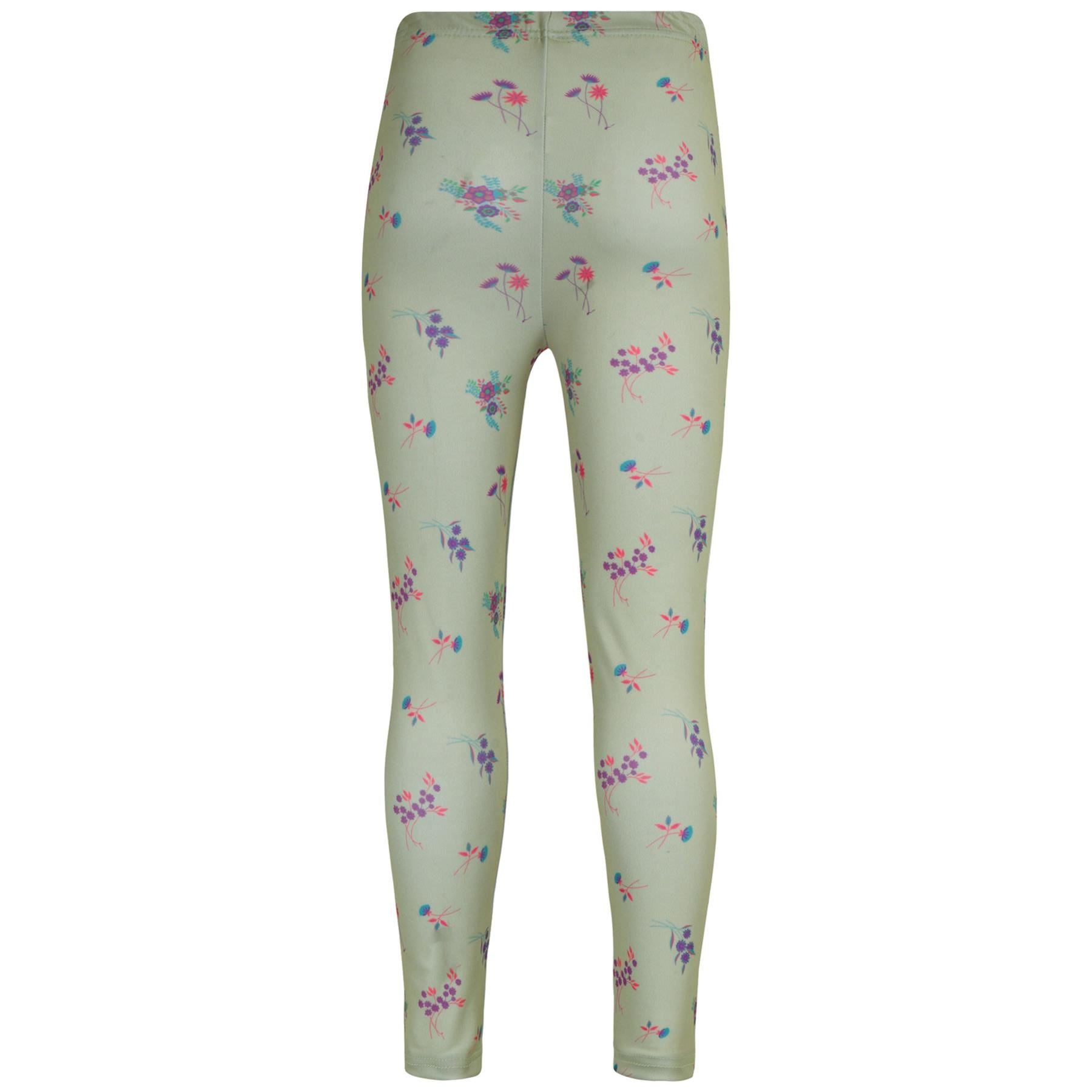 Kids Girls Wild Flowers Butterflies Floral Print Soft Stretchy Leggings