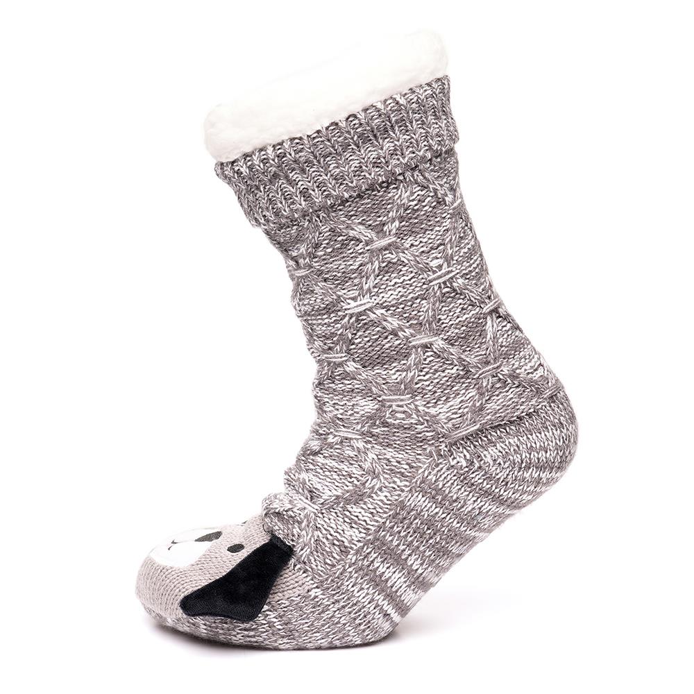 Ladies Cable Animals Lounge Slipper Socks Sherpa Lining Soft Warm Winter Socks