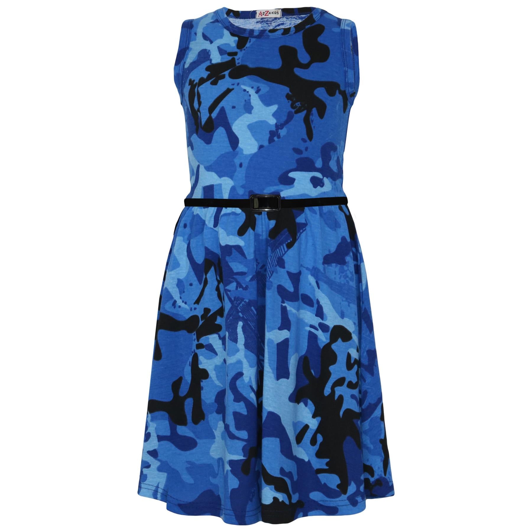 Girls Skater Dress Kids Camouflage Summer Casual Party Dress 5-13 Years