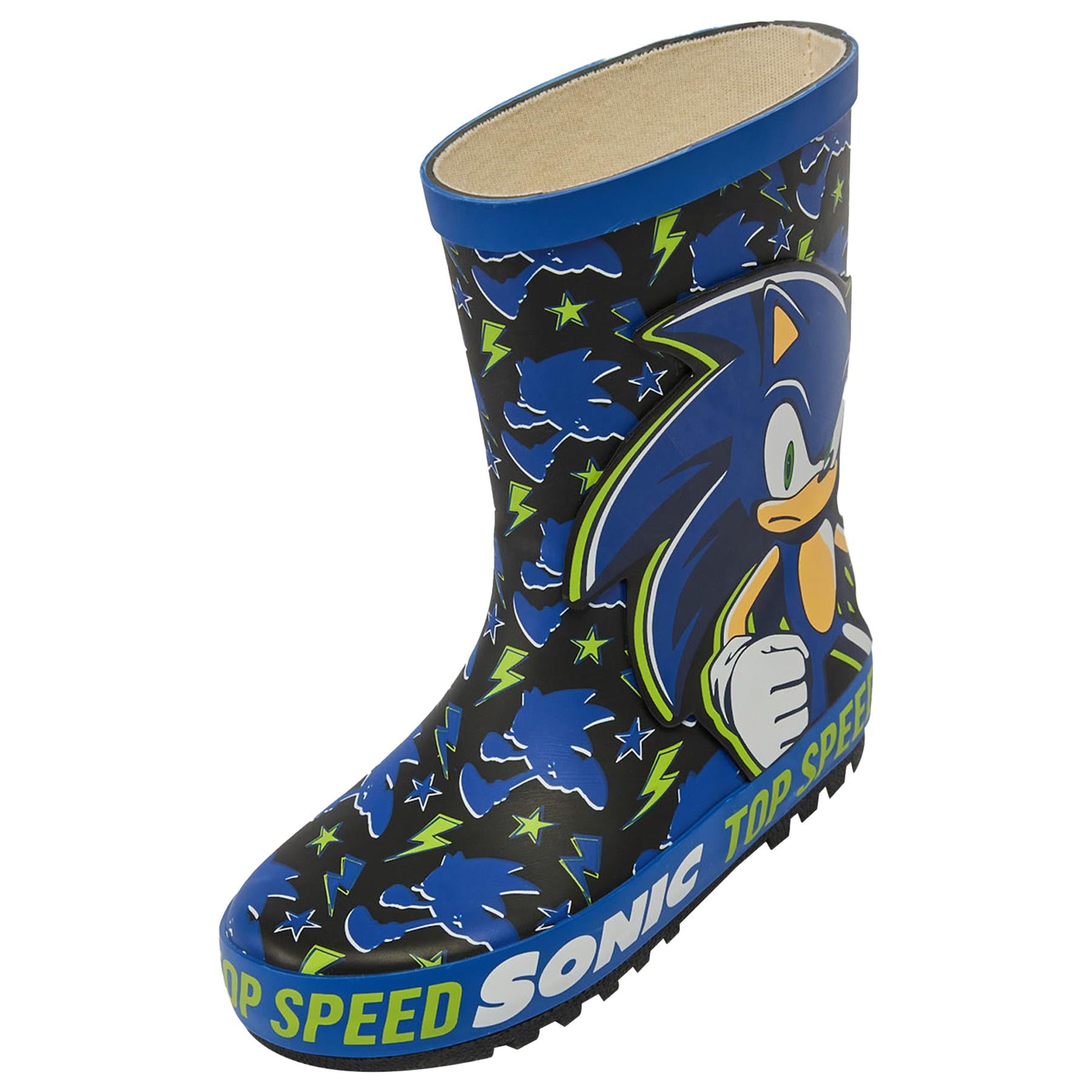 Kids Boys Sonic Rain Boot Anti-Skid Rubber Wellies Officially Licensed Snow Boot