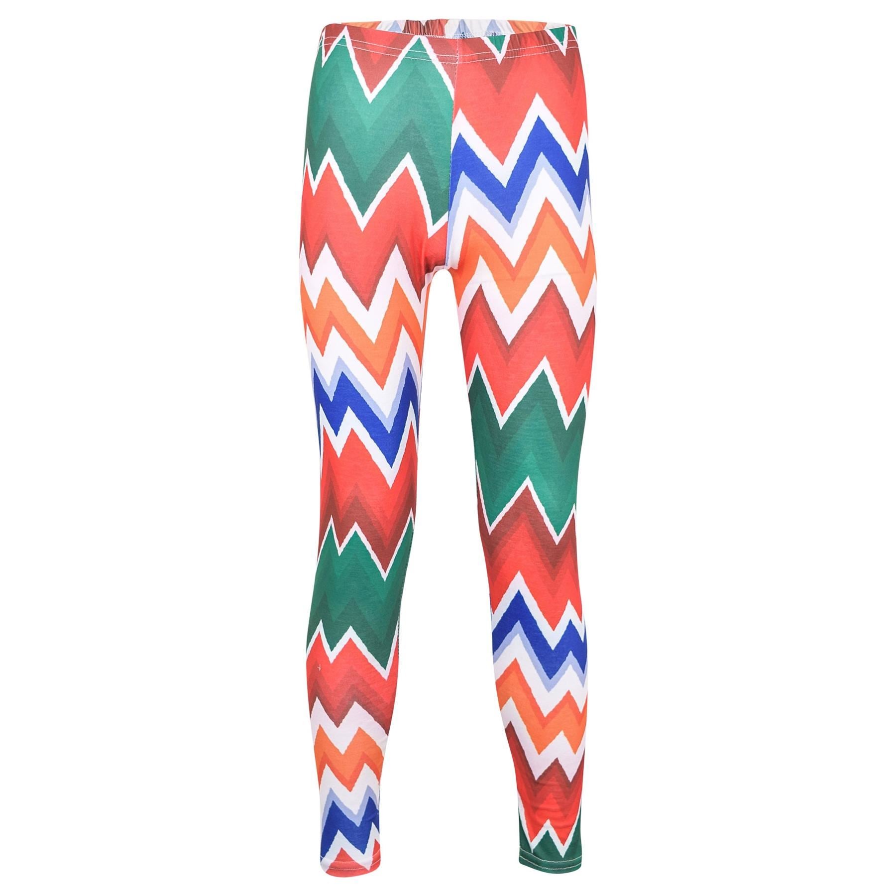 Kids Girls Legging Chevron Printed Summer Trendy Fashion Stretchy Dance Bottoms