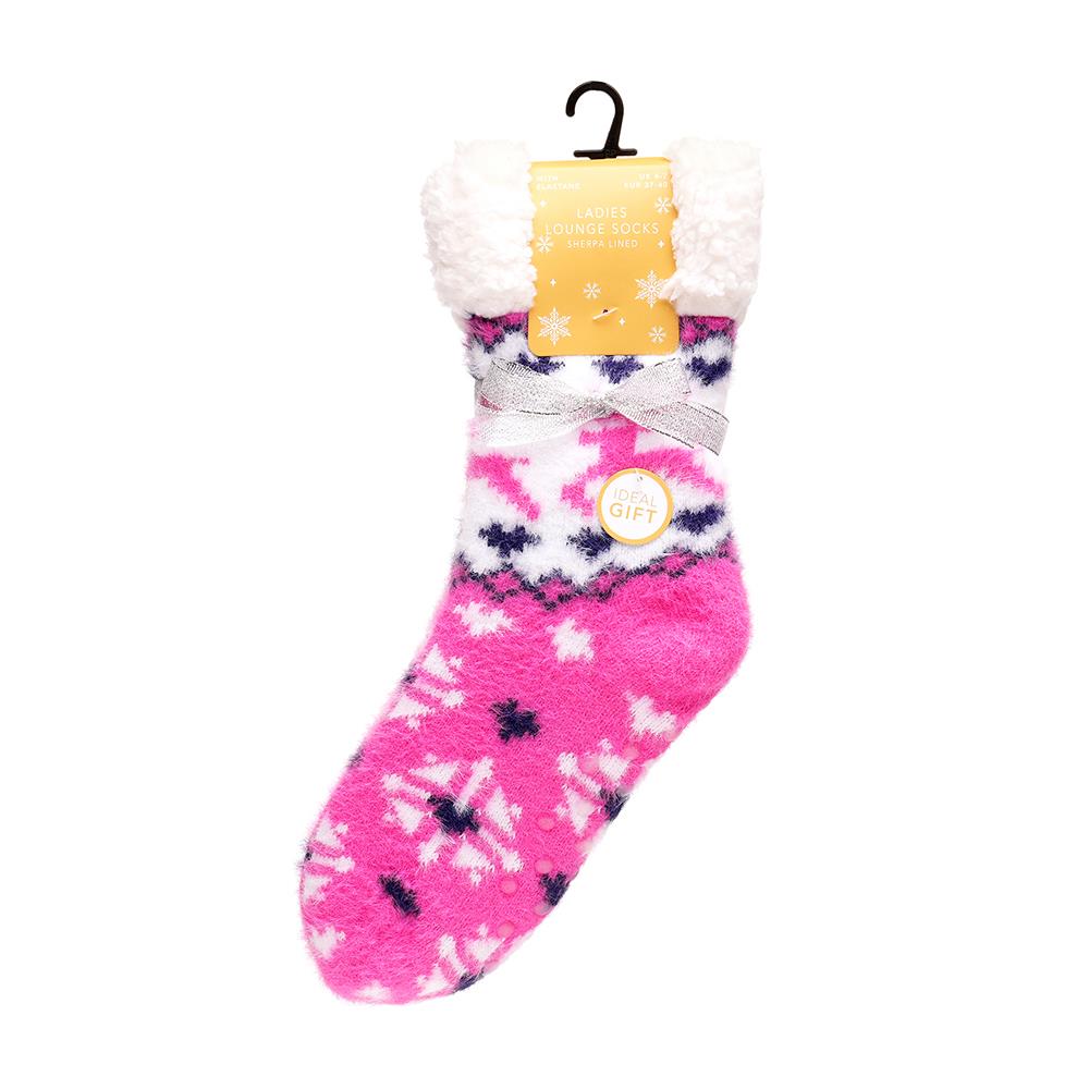 A2Z Ladies Super Soft Fairisle Bed Cosy Fluffy Socks With Sherpa Lining Socks