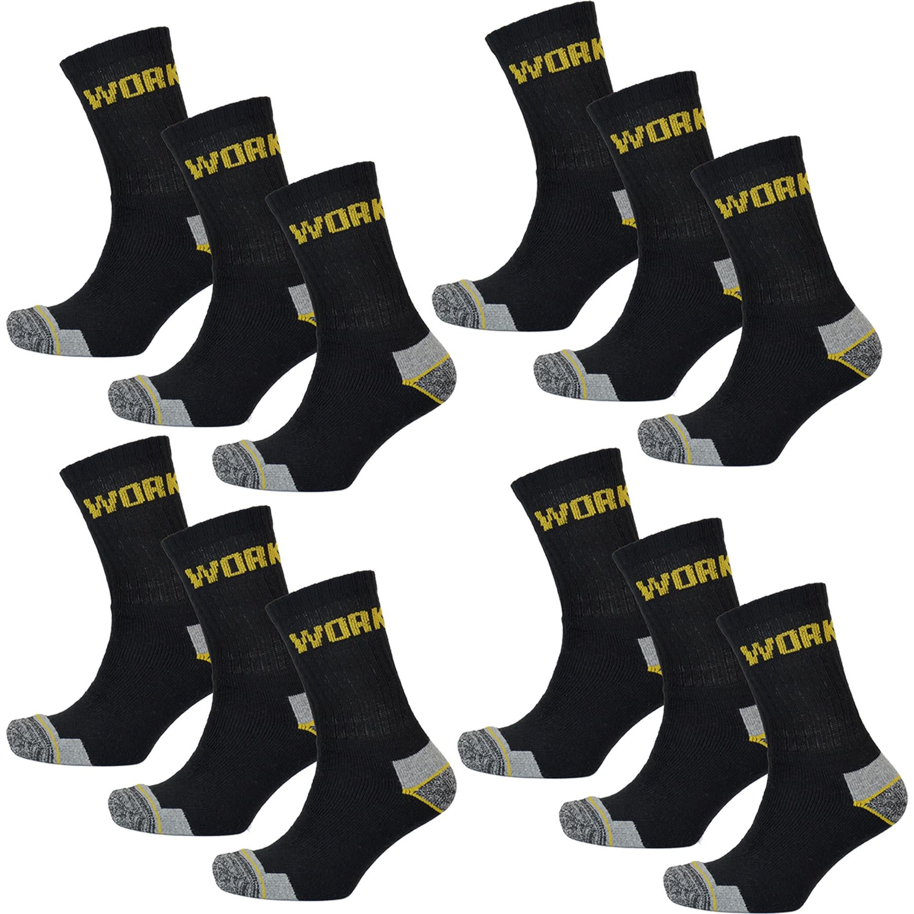 A2Z Mens Workwear Cotton Blend Comfortable 3, 6 or 12 Pack Outdoor Boot Socks