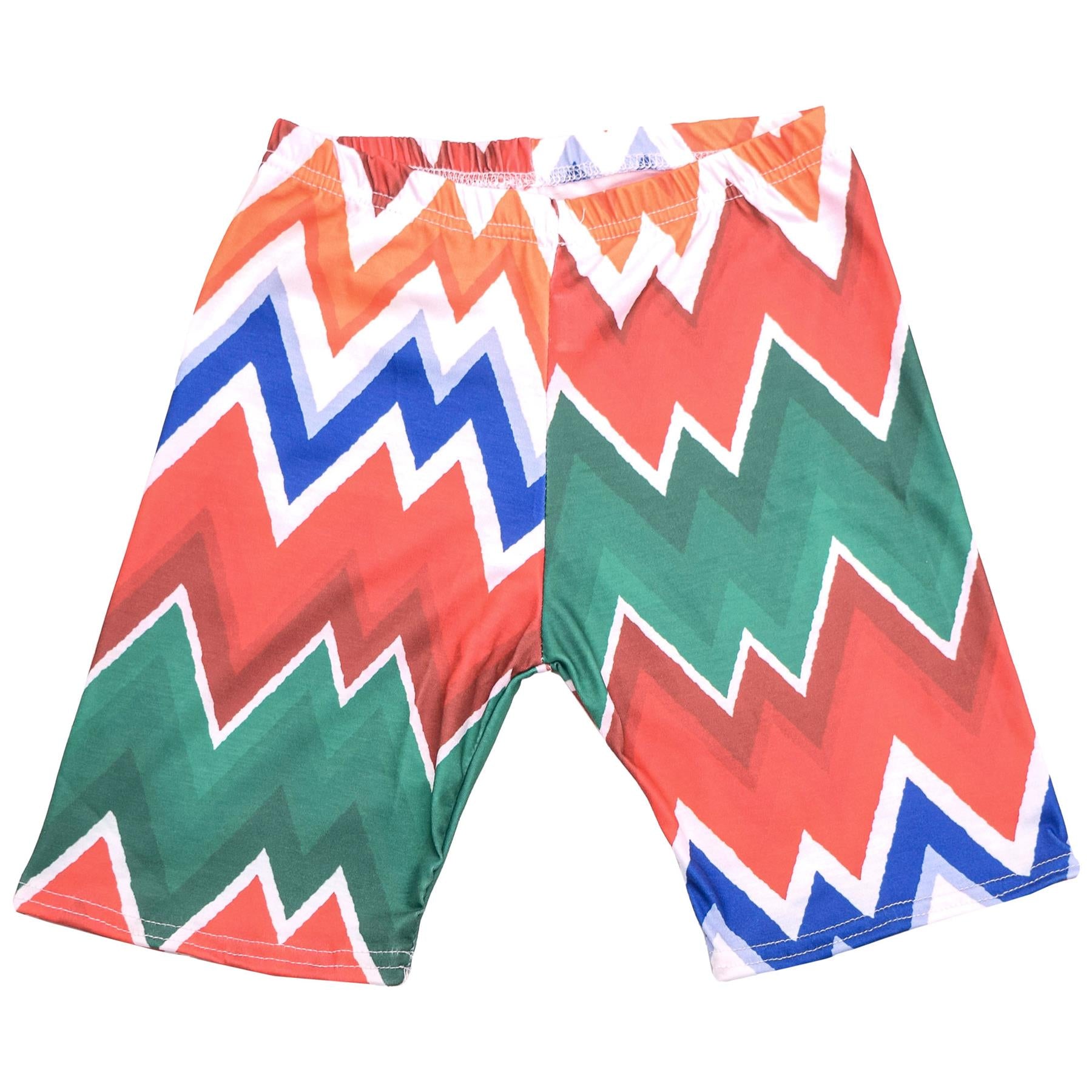 Kids Girls Shorts Chevron Printed Summer Fashion Stretchy Knee Length Half Pants