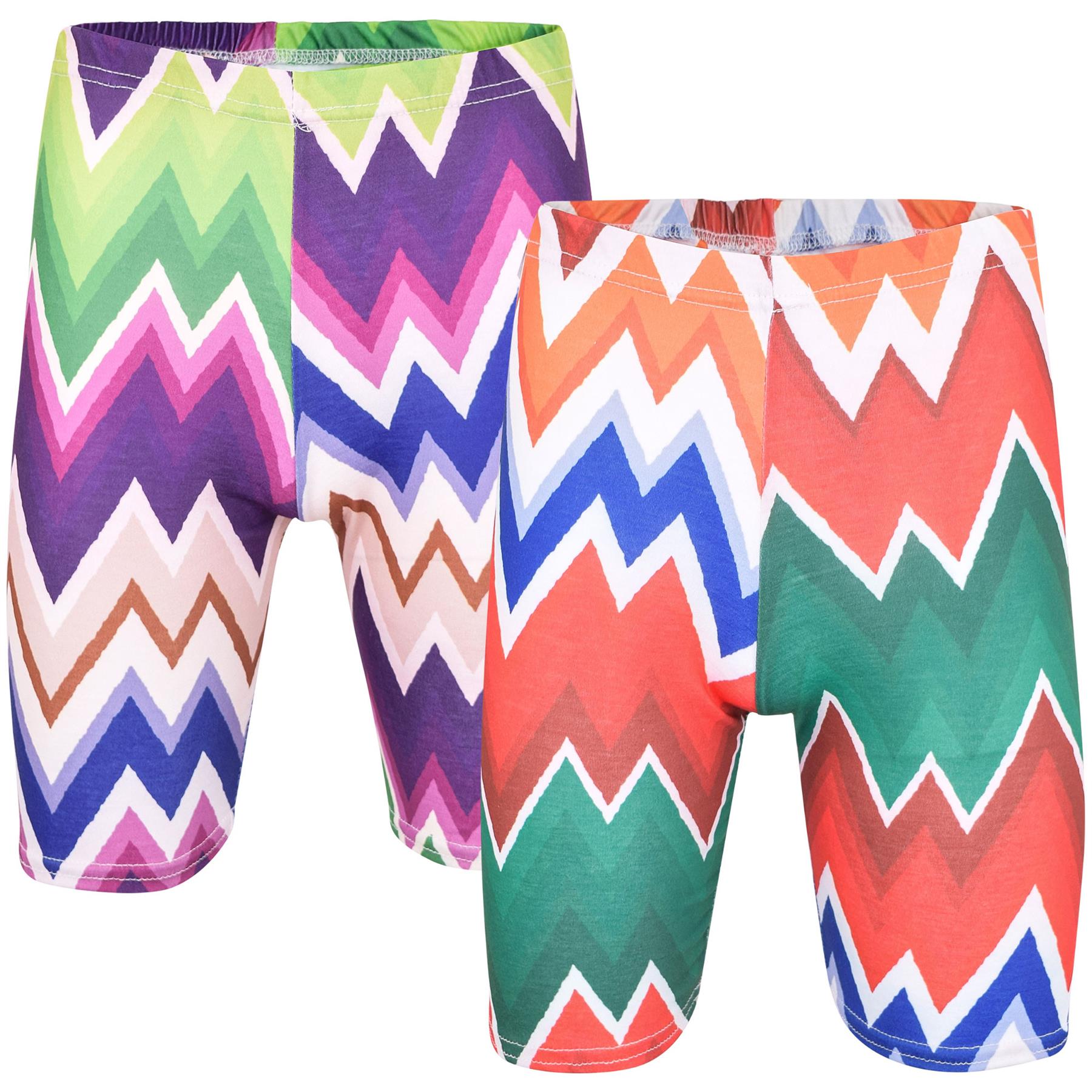 Kids Girls Shorts Chevron Printed Summer Fashion Stretchy Knee Length Half Pants