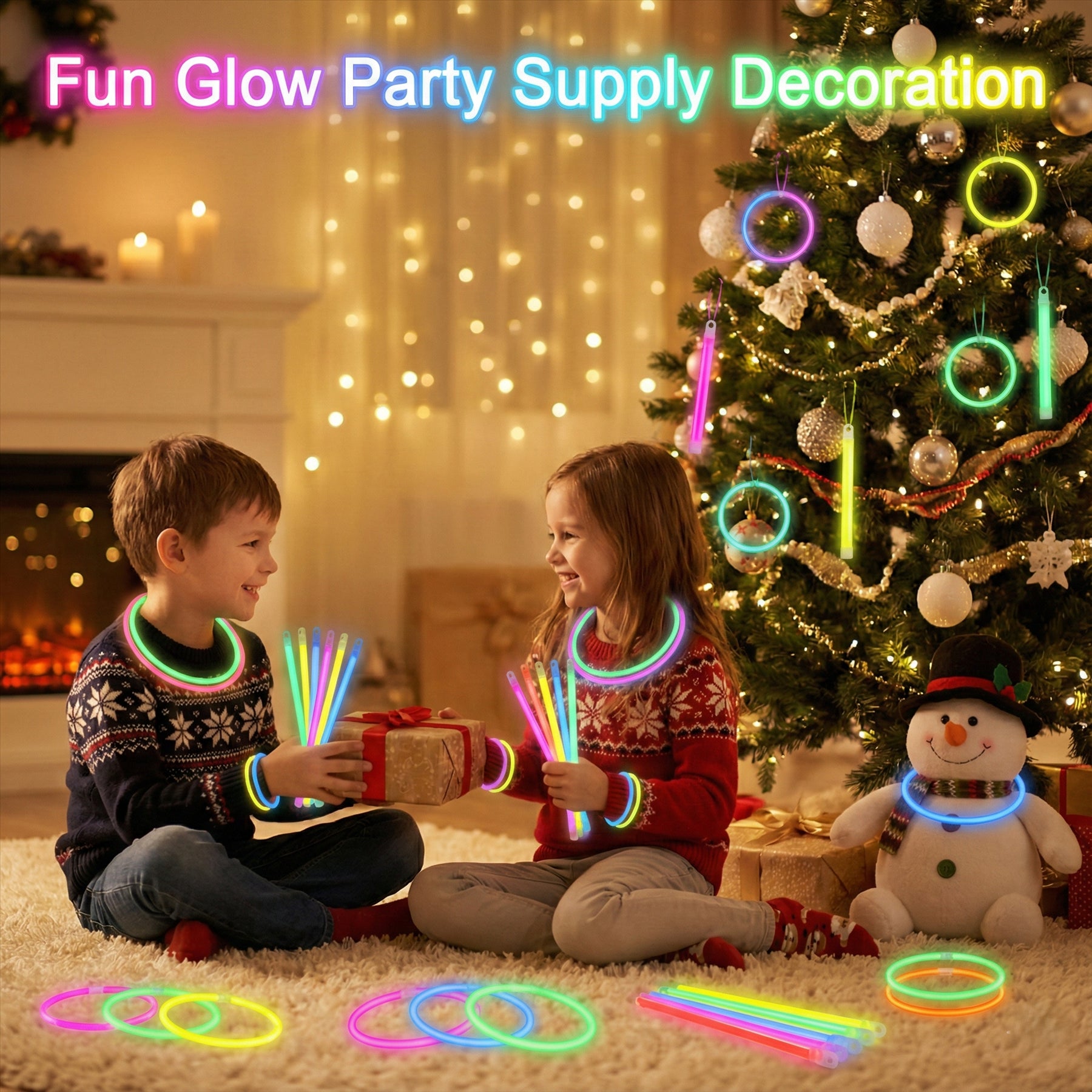 A2Z Glow Sticks 100 Pack Multi-Colour 8" Light Sticks with Connectors Party Glow