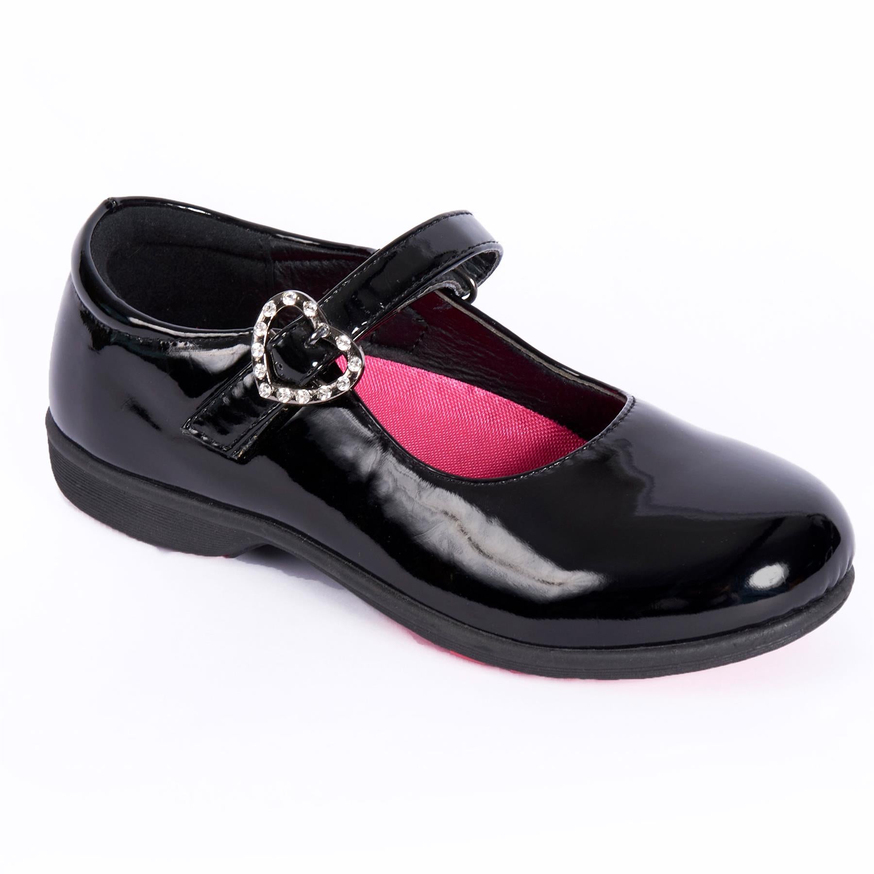 A2Z 4 Kids Girls Diamante Strap School Shoes PU Leather Girls Back to School