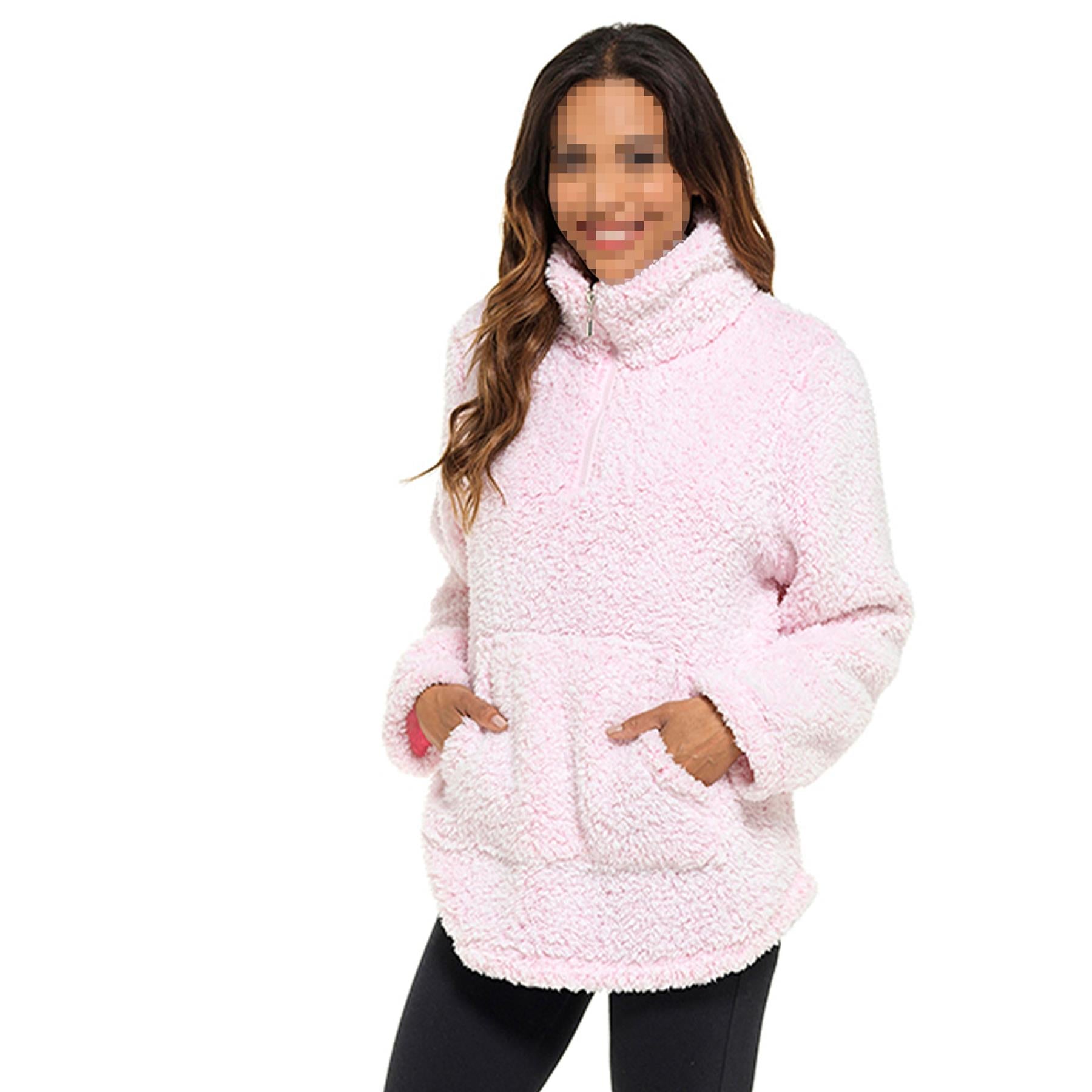 A2Z Ladies Foxbury Sherpa Fleece Half Zip Up Loungewear Women Sweater Sweatshirt