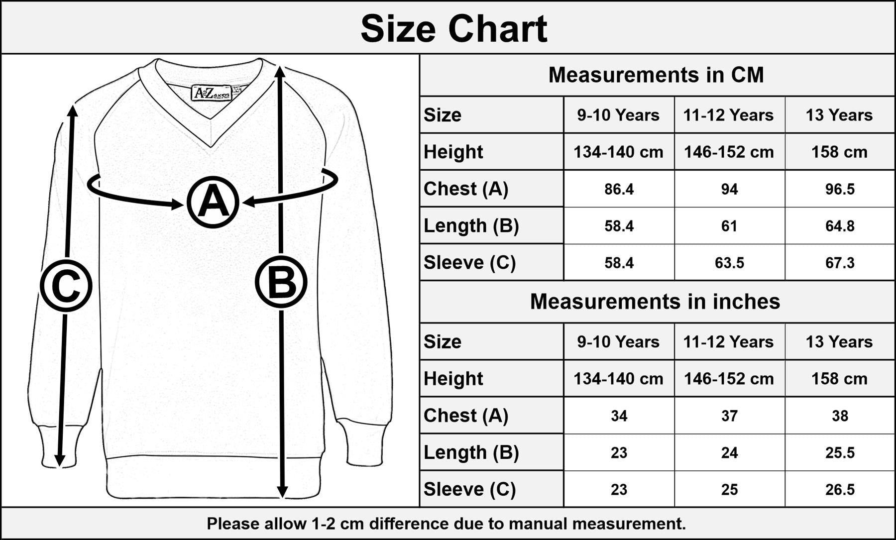 Kids Girls Boys Scouts School Uniform V Neck Jumper Long Sleeves Sweatshirt 9-14