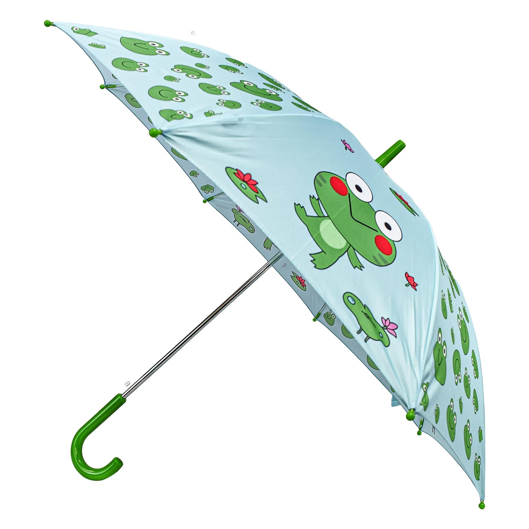 A2Z 4 Kids Stick Umbrella Frog Walking Umbrellas Water Proof Brolly 96cm Canopy