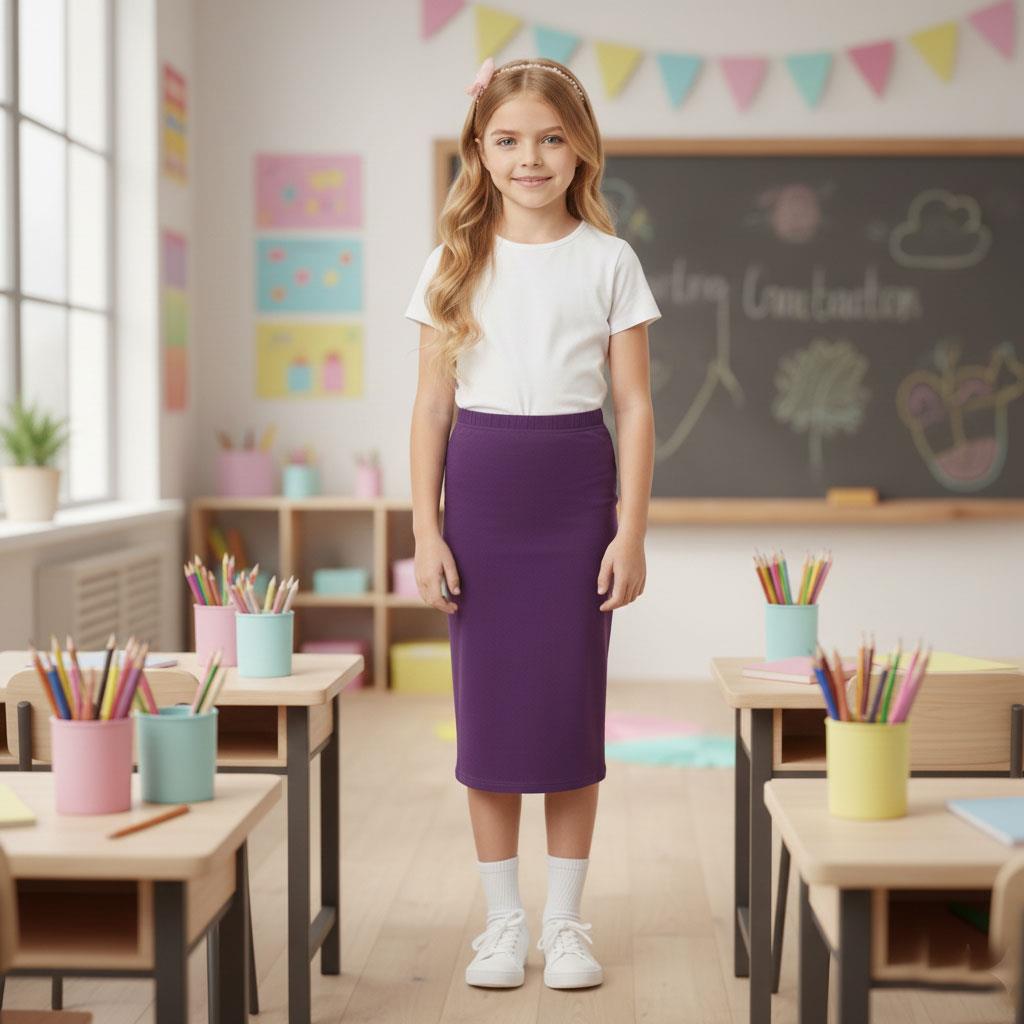 Girls Maxi Skirt Soft Stretch Viscose Skirt Comfy School Wear For Age 5-13 Year