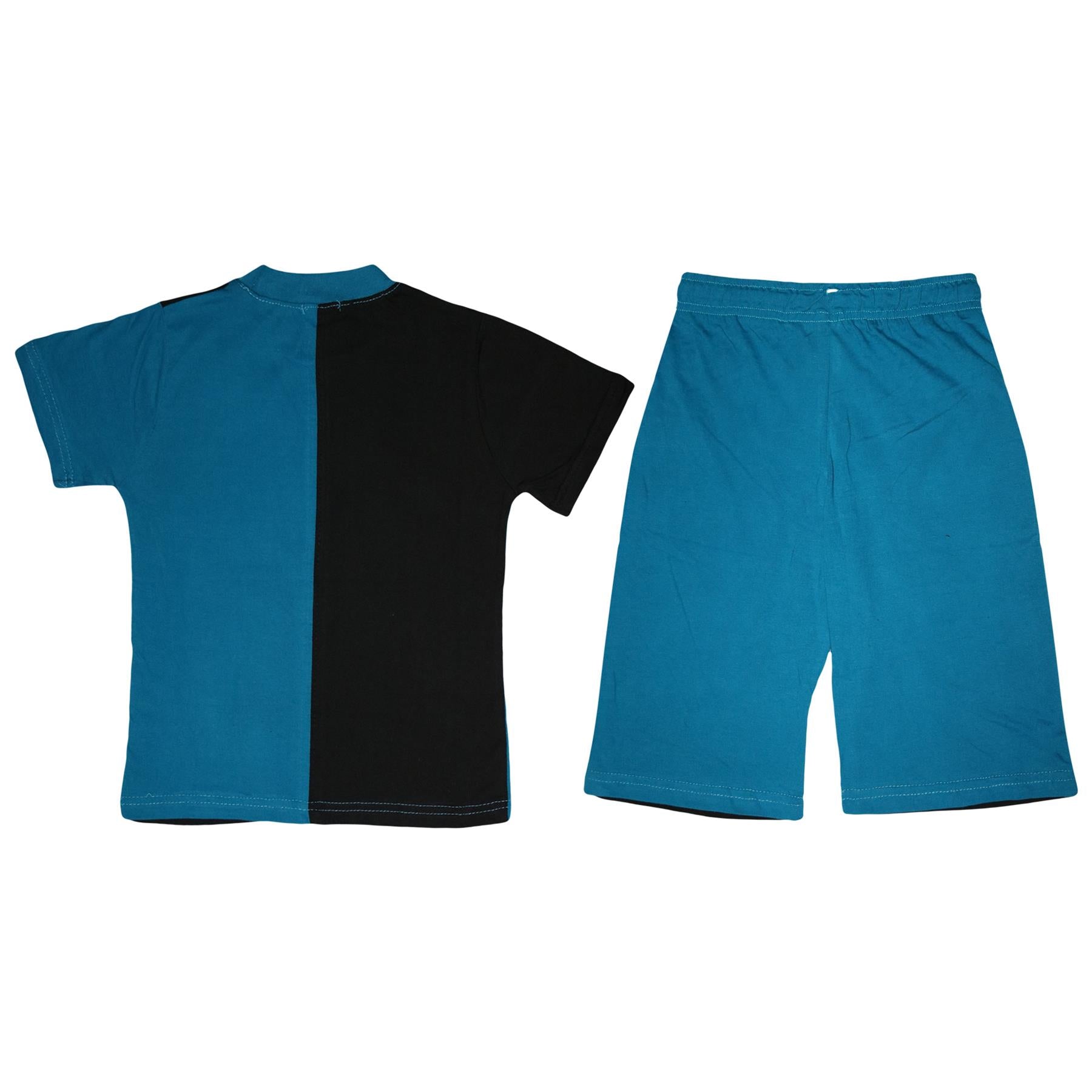 Kids Girls Colour Contrast Panel Top & Shorts Set