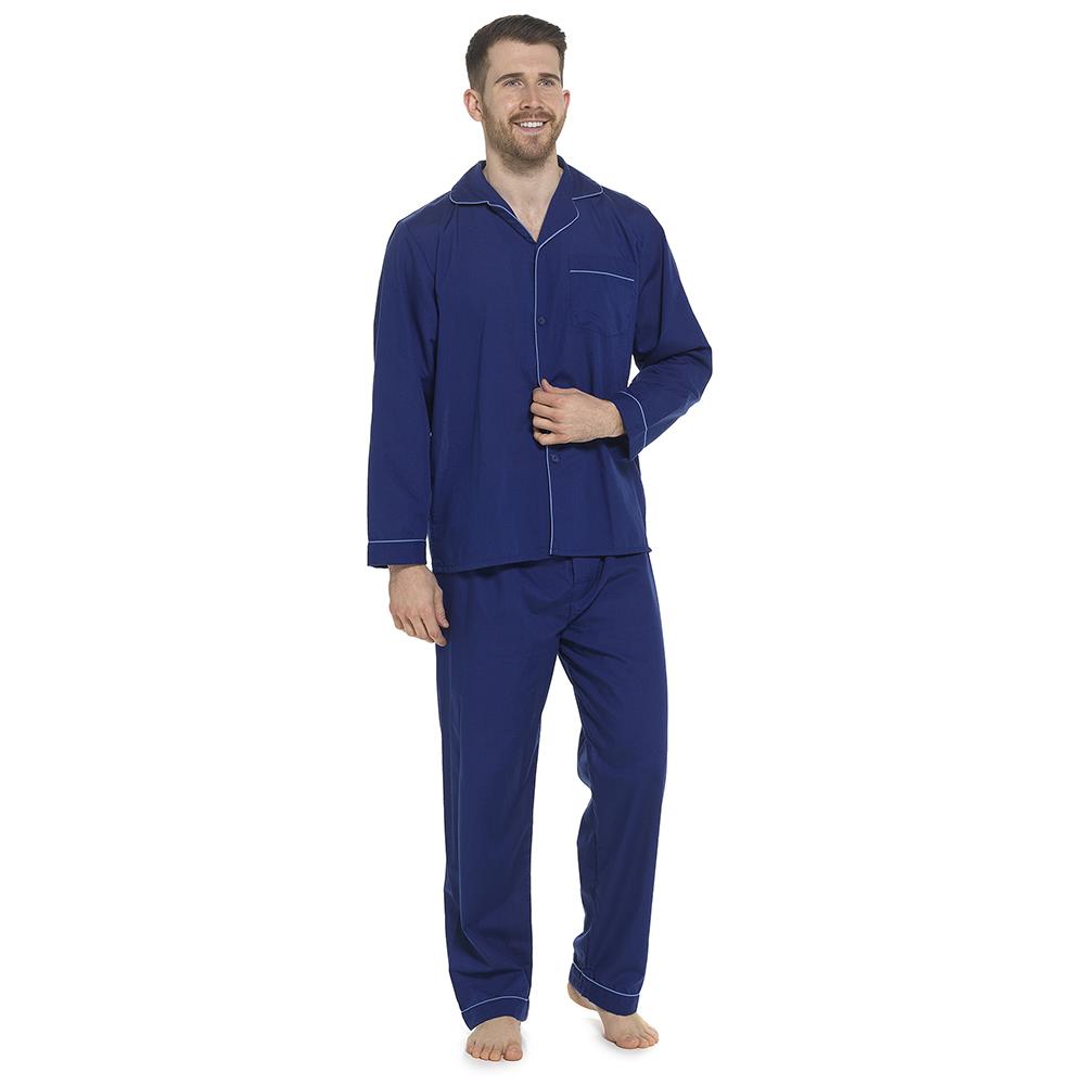 Men's Traditional Pyjama Set Button Through Contrast Sleepwear Loungewear Dress