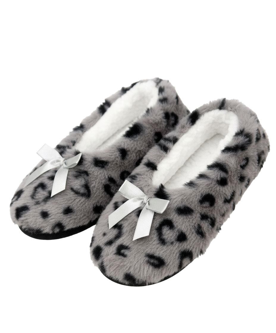 Ladies Heart Print Slipperette FleeceSlippers Socks Faux Fur Lining UK 4-8