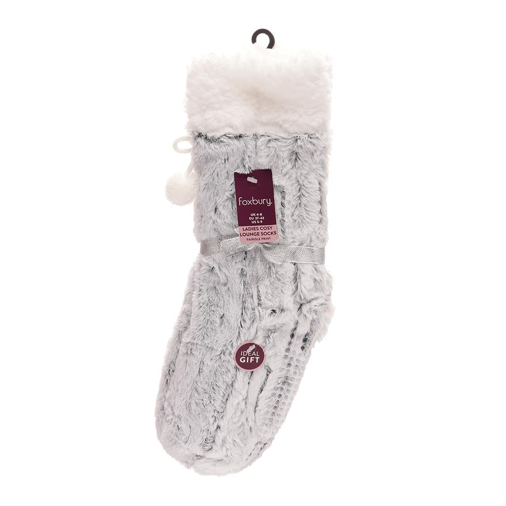 A2Z Ladies Furry Loung Socks Sherpa Lining Pompom Comfort Soft Fuzzy Socks