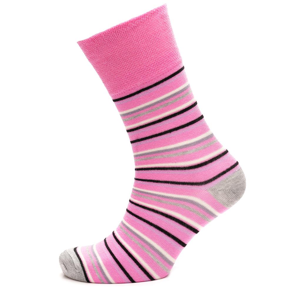 Ladies 3 Pack Bamboo Socks Non Elastic Heel & Toe Design Striped & Spotty Socks