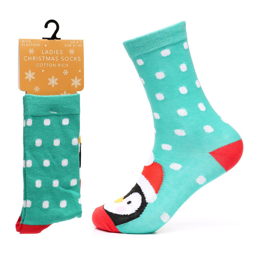 A2Z Pack of 4 Ladies Cotton Rich Christmas Socks Warm Winter Woman Novelty Socks