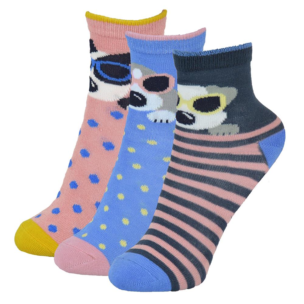 Kids Girls Bamboo Dog and Unicorn Animal Socks Pack of 3 Kids Footwear 2-10 Yr