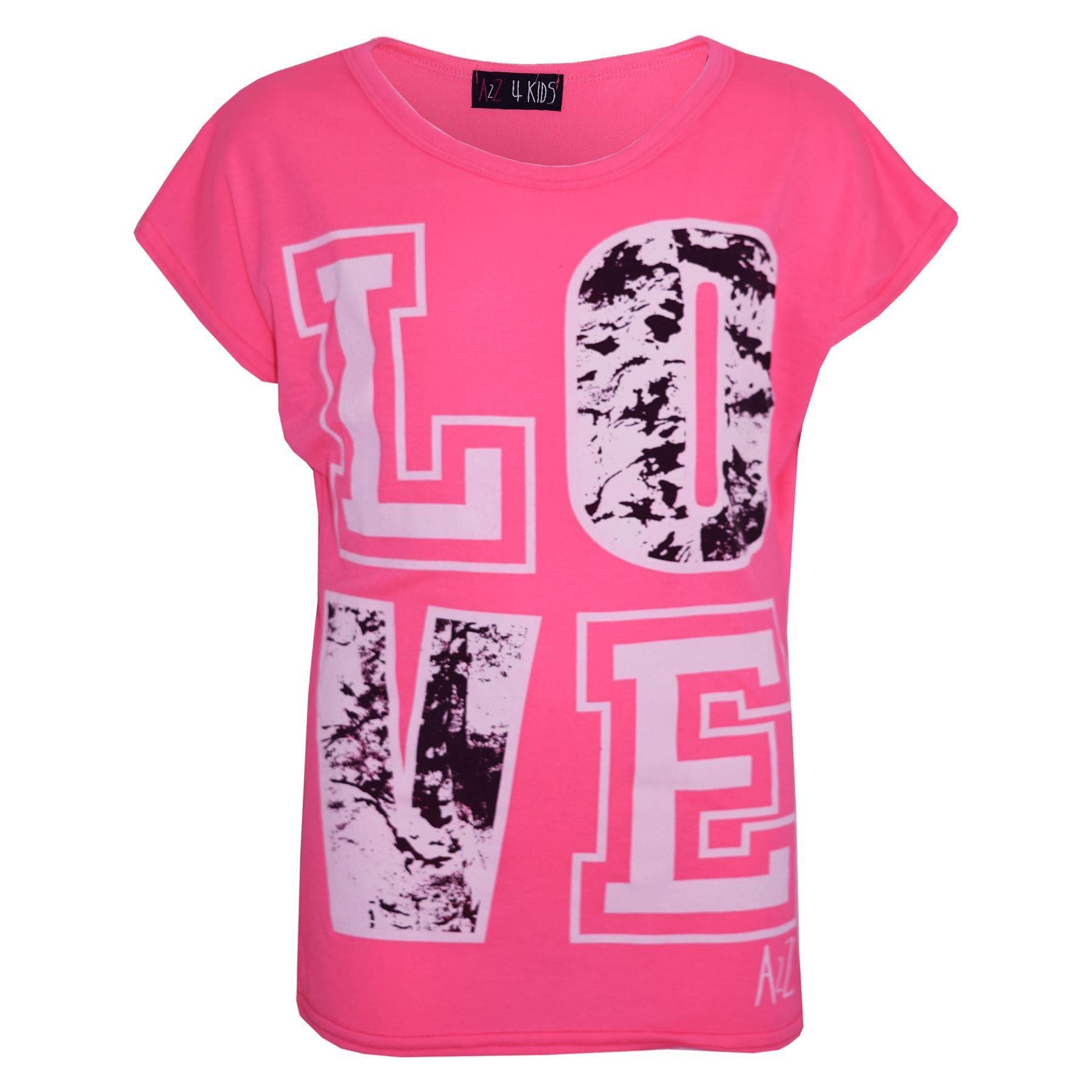 Kids Girls Top LOVE Splash Print Stylish Fashion T Shirt Top New Age 7-13 Years