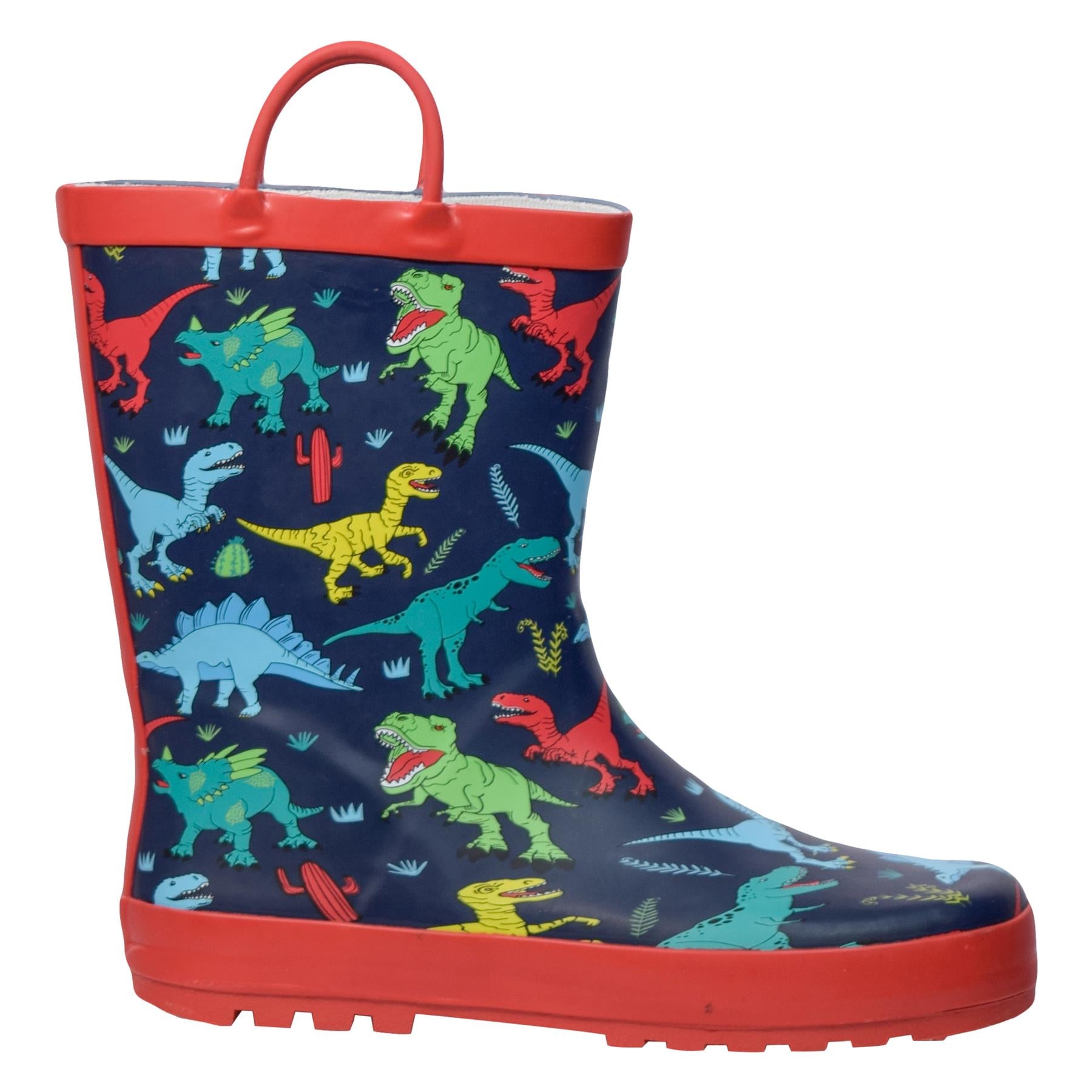 Kids Boys Wellington Wellies Non-Slip Waterproof Carry Handles Rain Boots