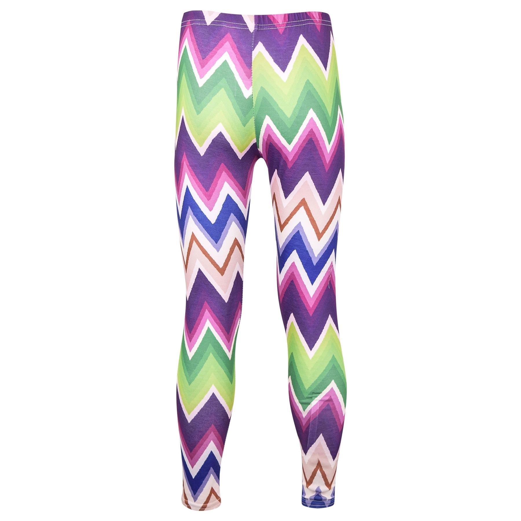 Kids Girls Legging Chevron Printed Summer Trendy Fashion Stretchy Dance Bottoms