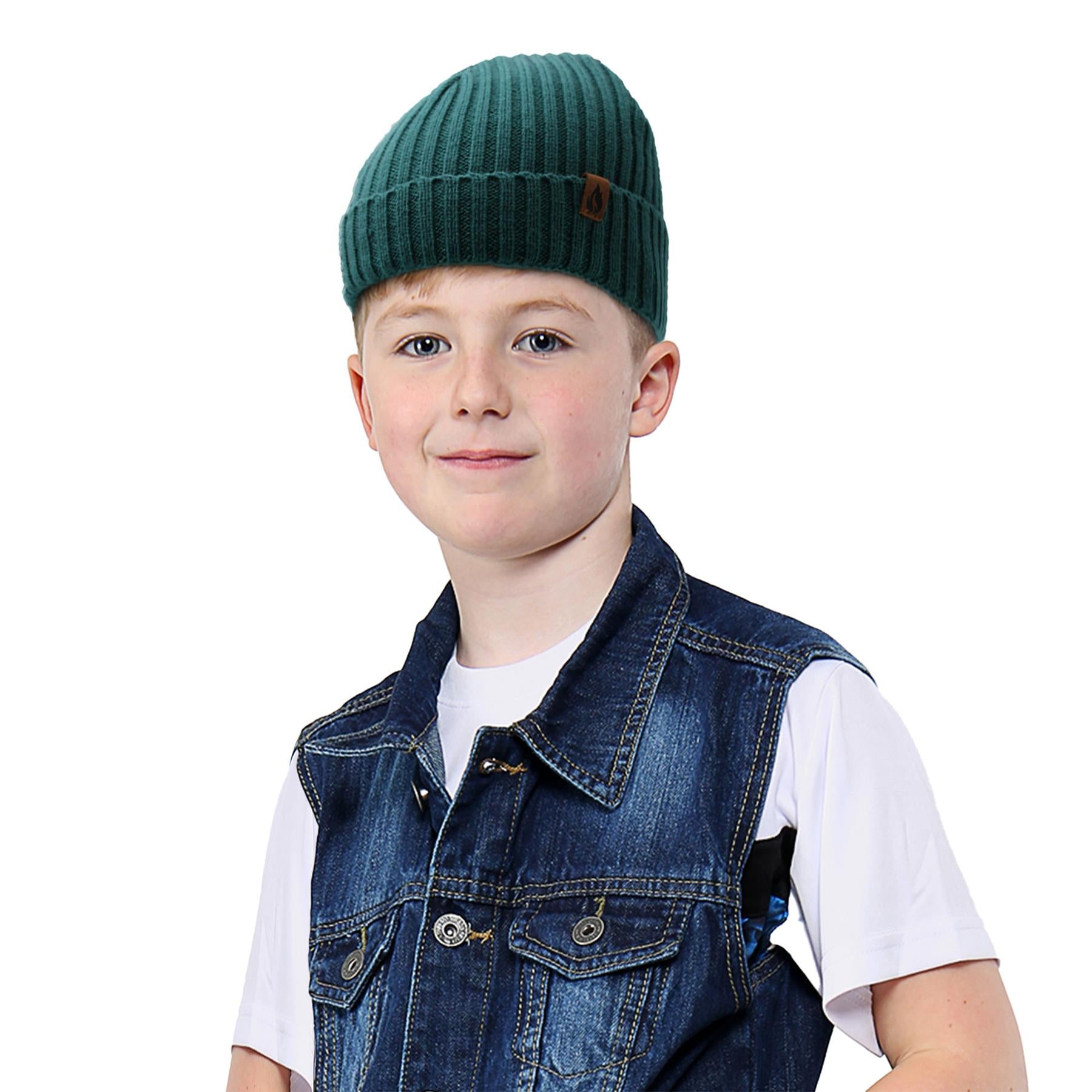 Kids Boys Hat 3 Pack Ribbed Winter Warm Cosy Fashionable Indoor Outdoor Hats