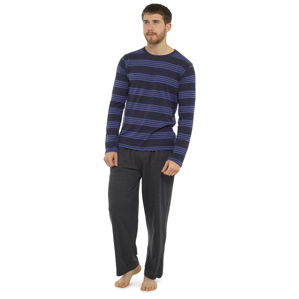 A2Z Mens Pyjama Jersey Soft Striped Long Sleeve Top Bottom Pyjamas 2 Piece Sets