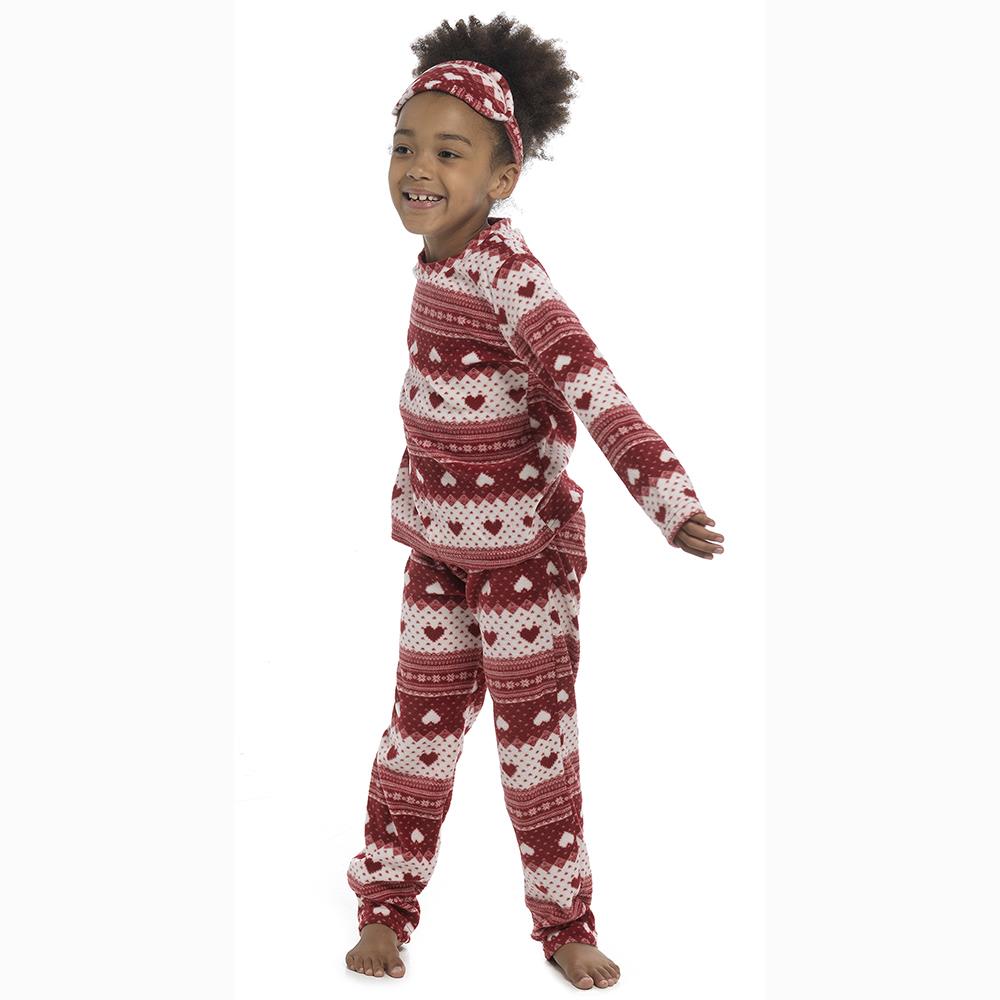 Kids Girls Soft Fleece Twosie Pyjamas With Eye Mask Comfortable Loungewear PJS