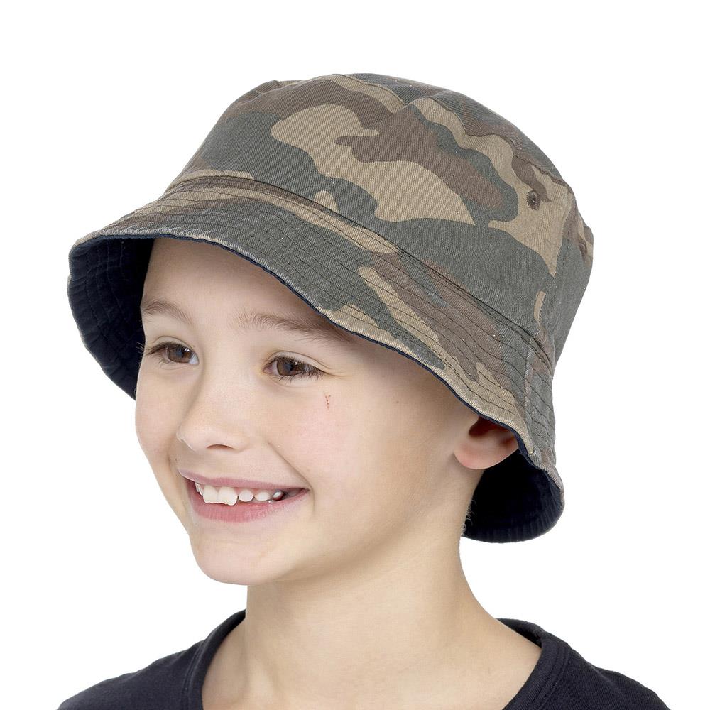 Kids Reversible Bucket Hat Summer Foldable Cotton Sun Protection Hiking Hat