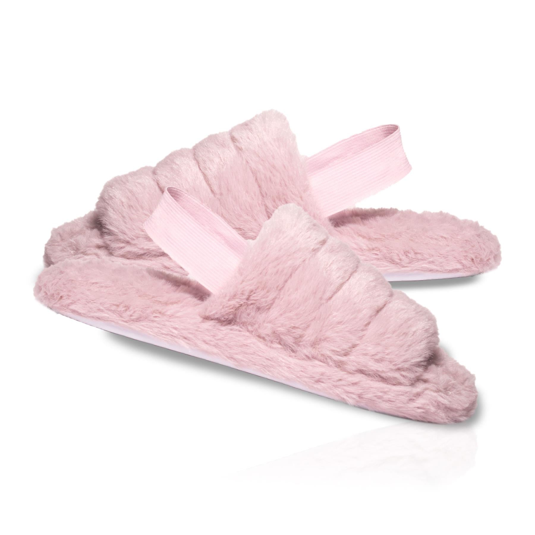 A2Z Women Sliders Fluffy Faux Fur Peep Toe Warm Winter Soft Cosy Ladies Slippers