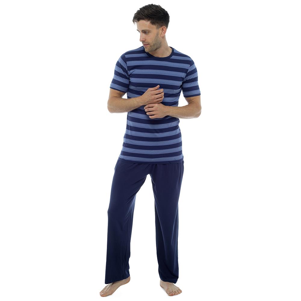 A2Z Men's Cotton Jersey Striped Pyjama Short Sleeve Tee Sleepwear Loungewear Pjs