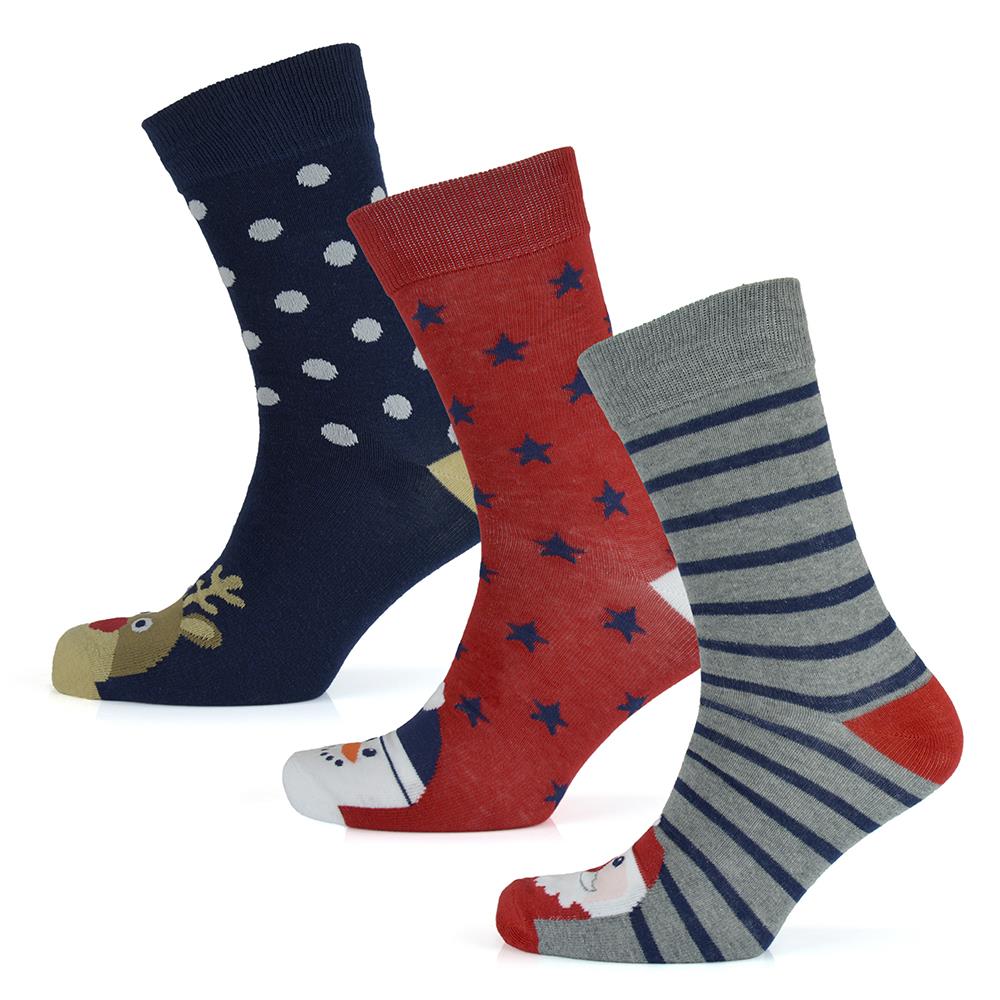 A2Z 3 Pack Ladies Mens Christmas Novelty Pattern Socks Stylish Soft Xmas Socks