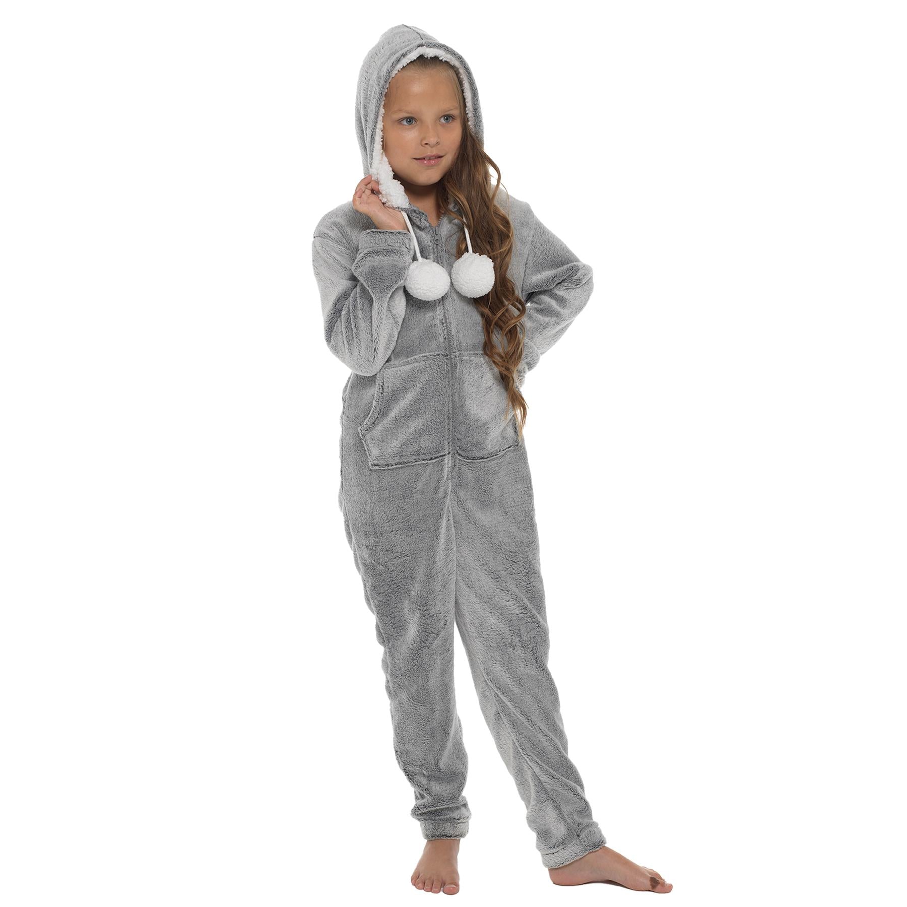 A2Z 4 Kids Girls A2Z Onesie One Piece Hooded Soft Fluffy All in One Jumpsuit