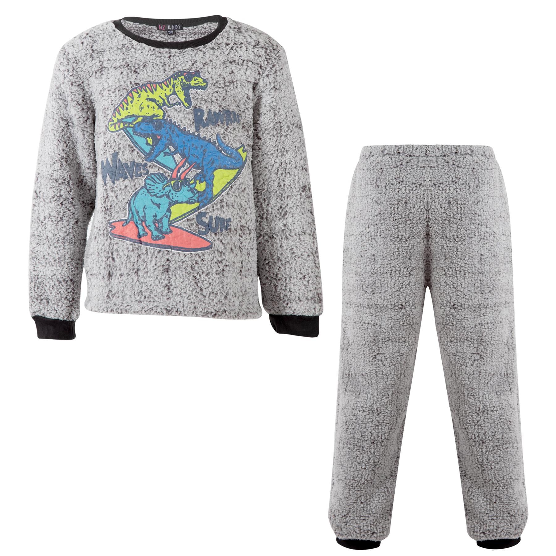 A2Z 4 Kids Girls Boys Pyjamas Dinosaur 2 Piece Super Soft Thick Pile Fleece Set