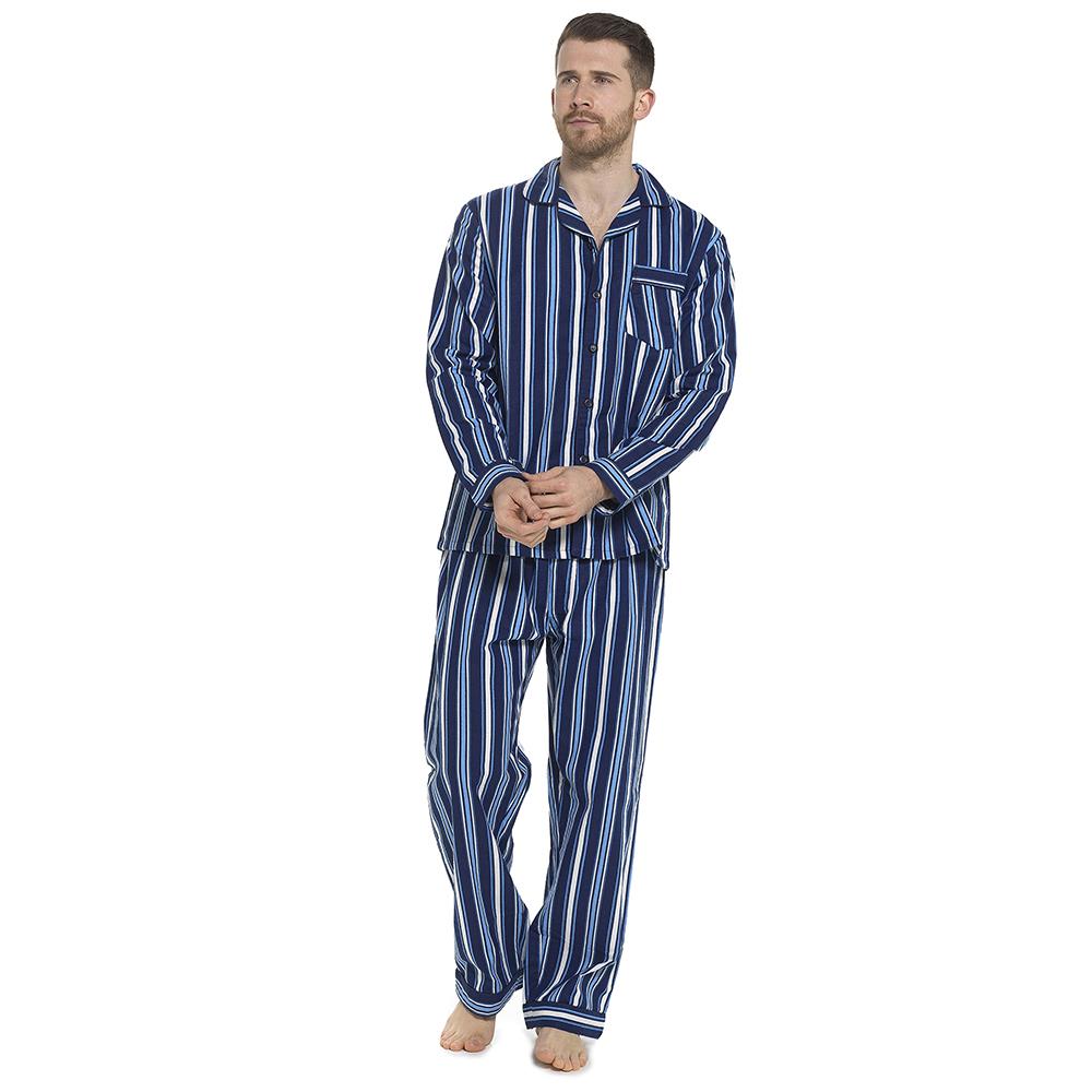 A2Z Mens Pyjama Traditional Stripe Brushed Cotton Pyjama 2 Piece Top Bottom Set