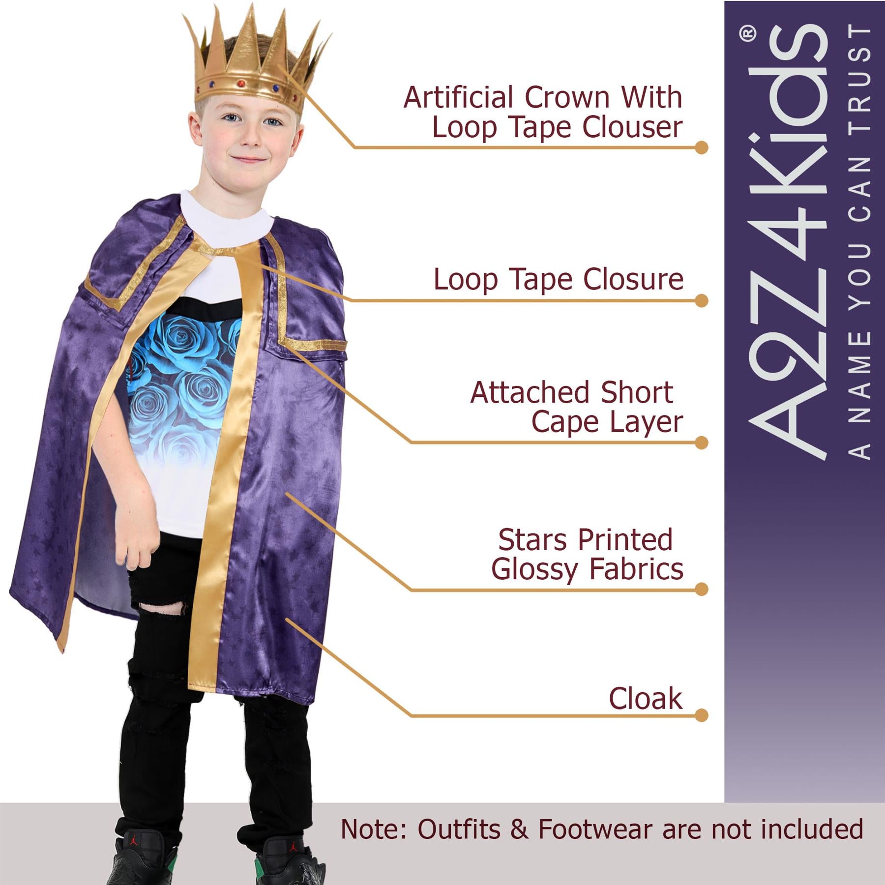 Kids Boys Xmas Nativity Three Kings Wise Man Costume School Plays Fancy Dress