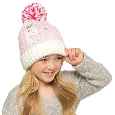 Kids Girls Hats Cable Knitted Pom Pom Winter Warm Fleece Lined Cozy Beanie Hats