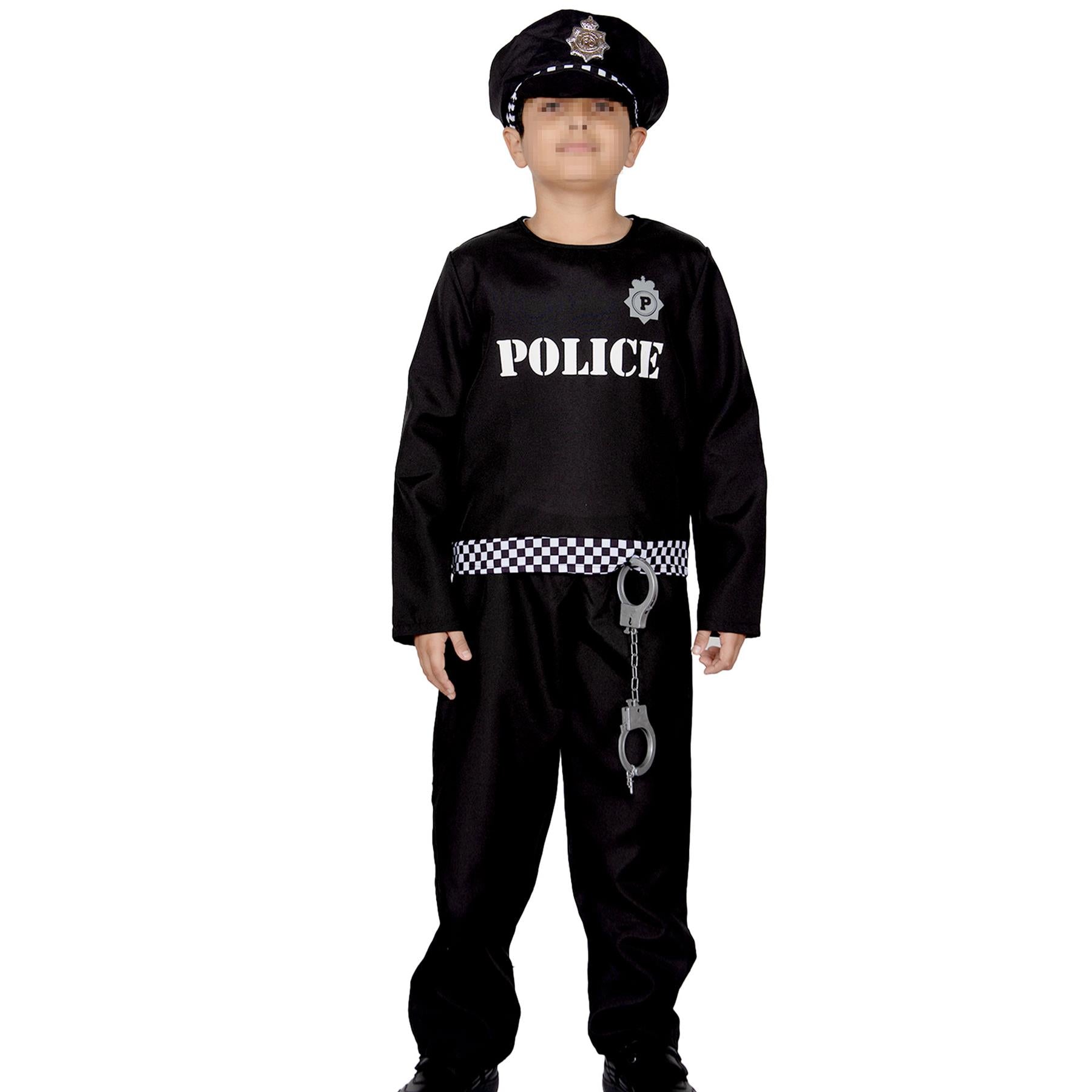 Boys Police Costume 4 Pcs Police Officer Uniform Kids Fancy Dress Cop Costume