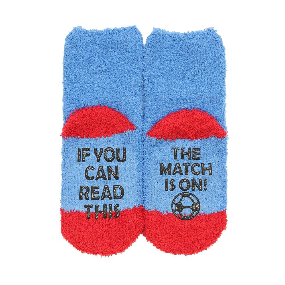 Kids Boys Novelty Socks Cosy Super Soft Funky Winter Slogan Sole Gripper Socks