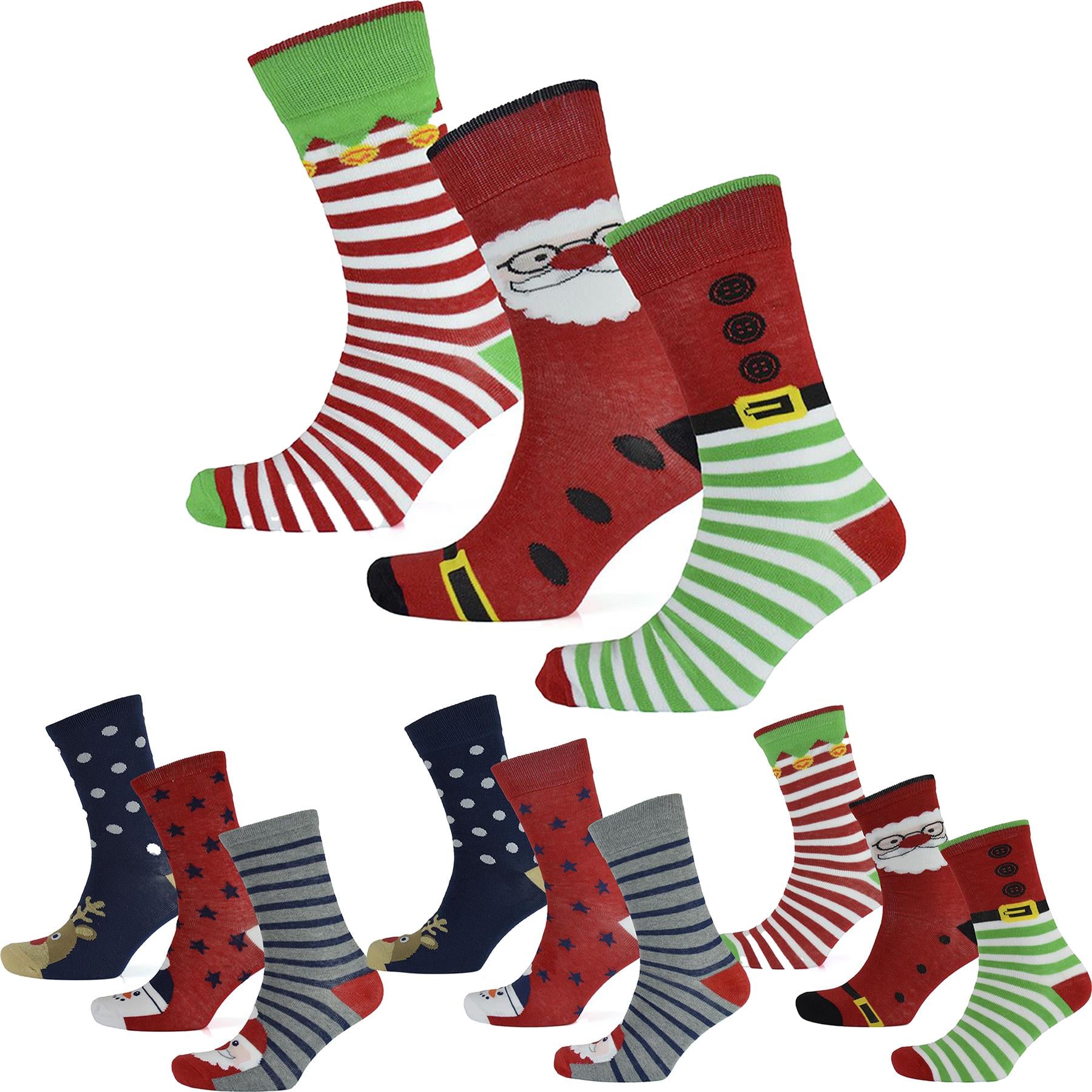 A2Z 3 Pack Ladies Mens Christmas Novelty Pattern Socks Stylish Soft Xmas Socks